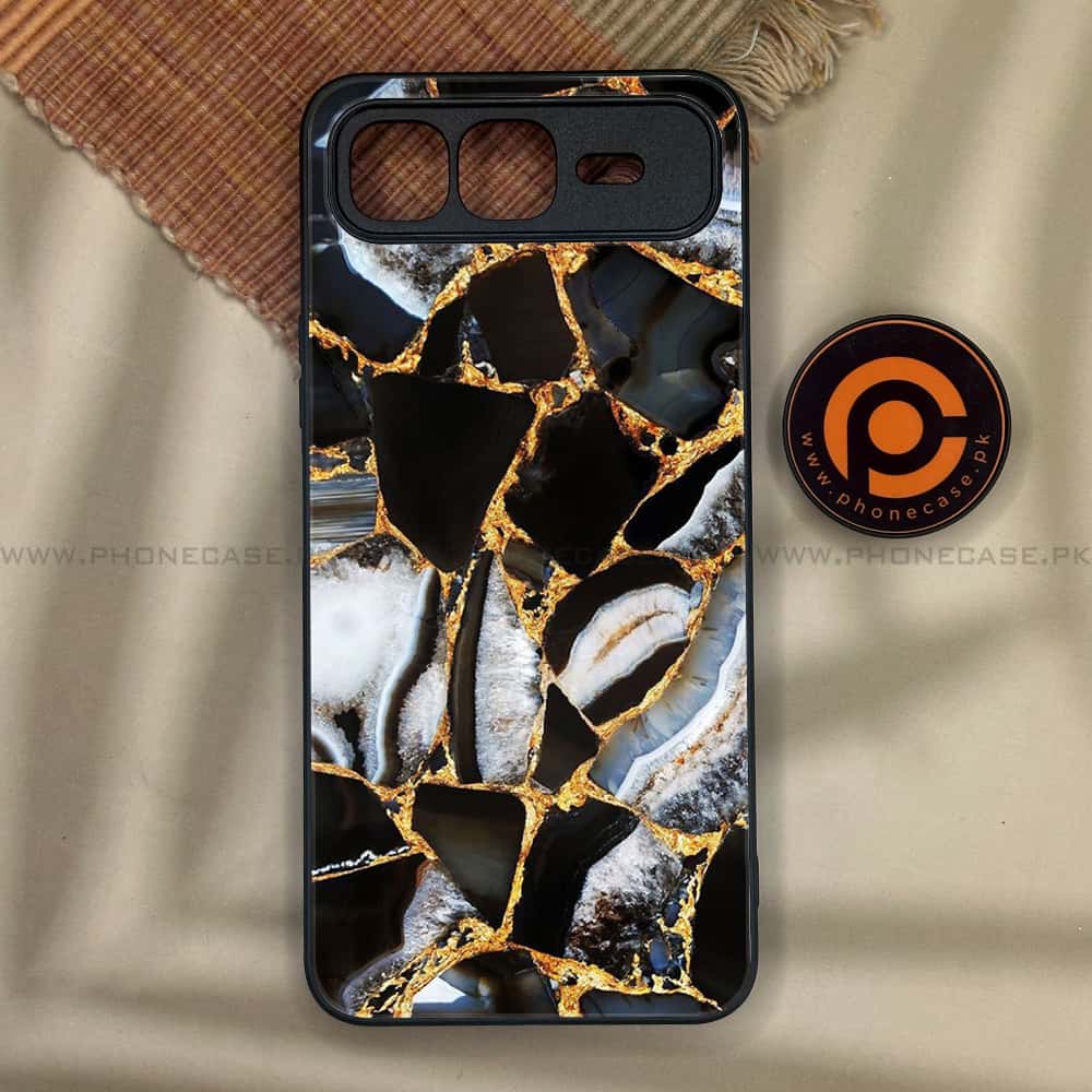 Infinix Smart 10 Plus - Black Marble Series - Premium Metal Printed soft Bumper shock Proof Case