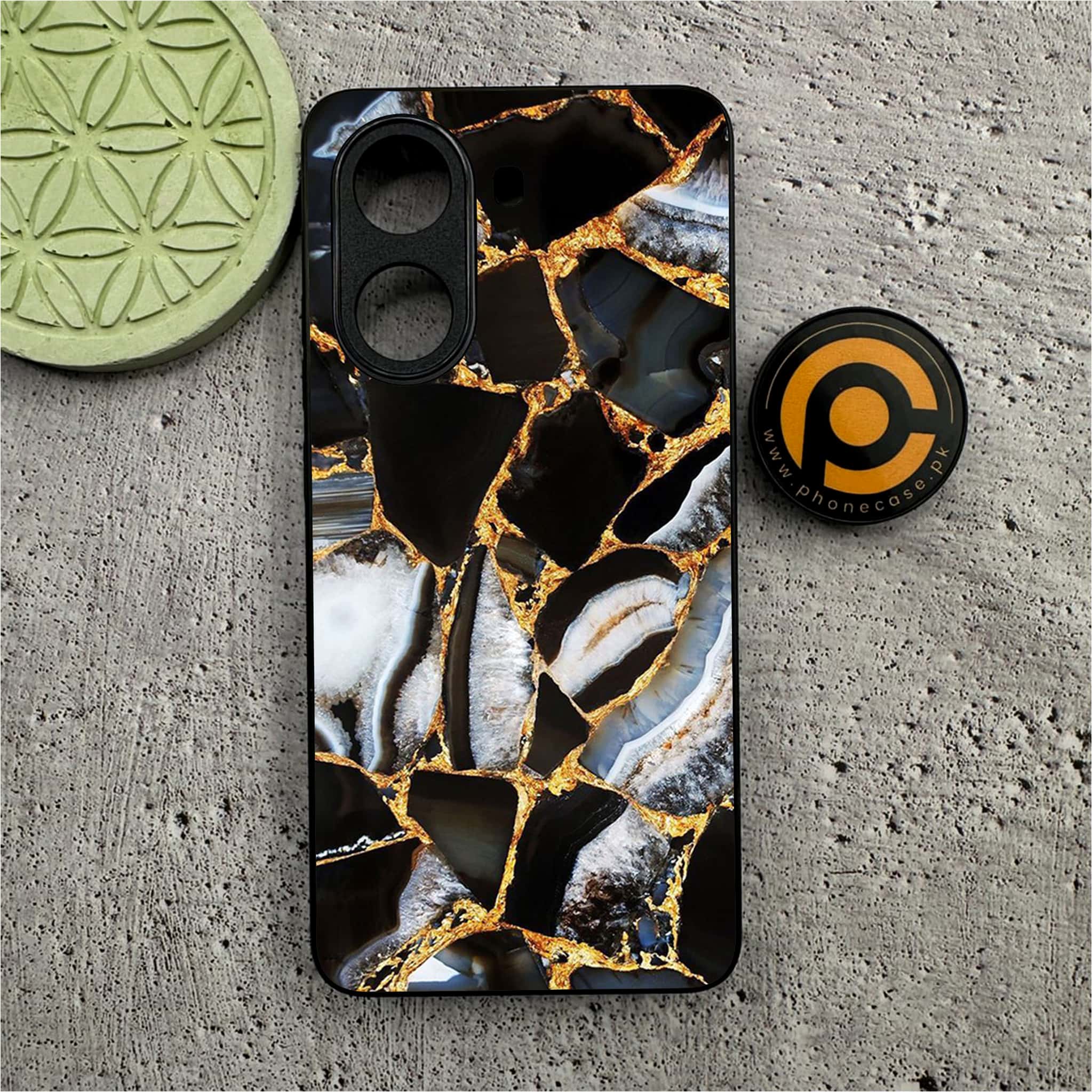 Xiaomi Redmi Turbo 4 - Black Marble Series - Premium Metal Printed soft Bumper shock Proof Case