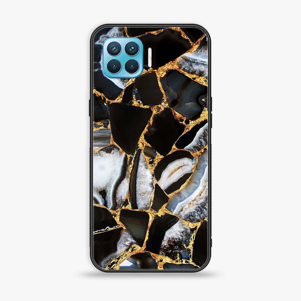 Oppo F17 Pro - Black Marble Design 5 - Premium Printed Glass soft Bumper shock Proof Case CS-22947