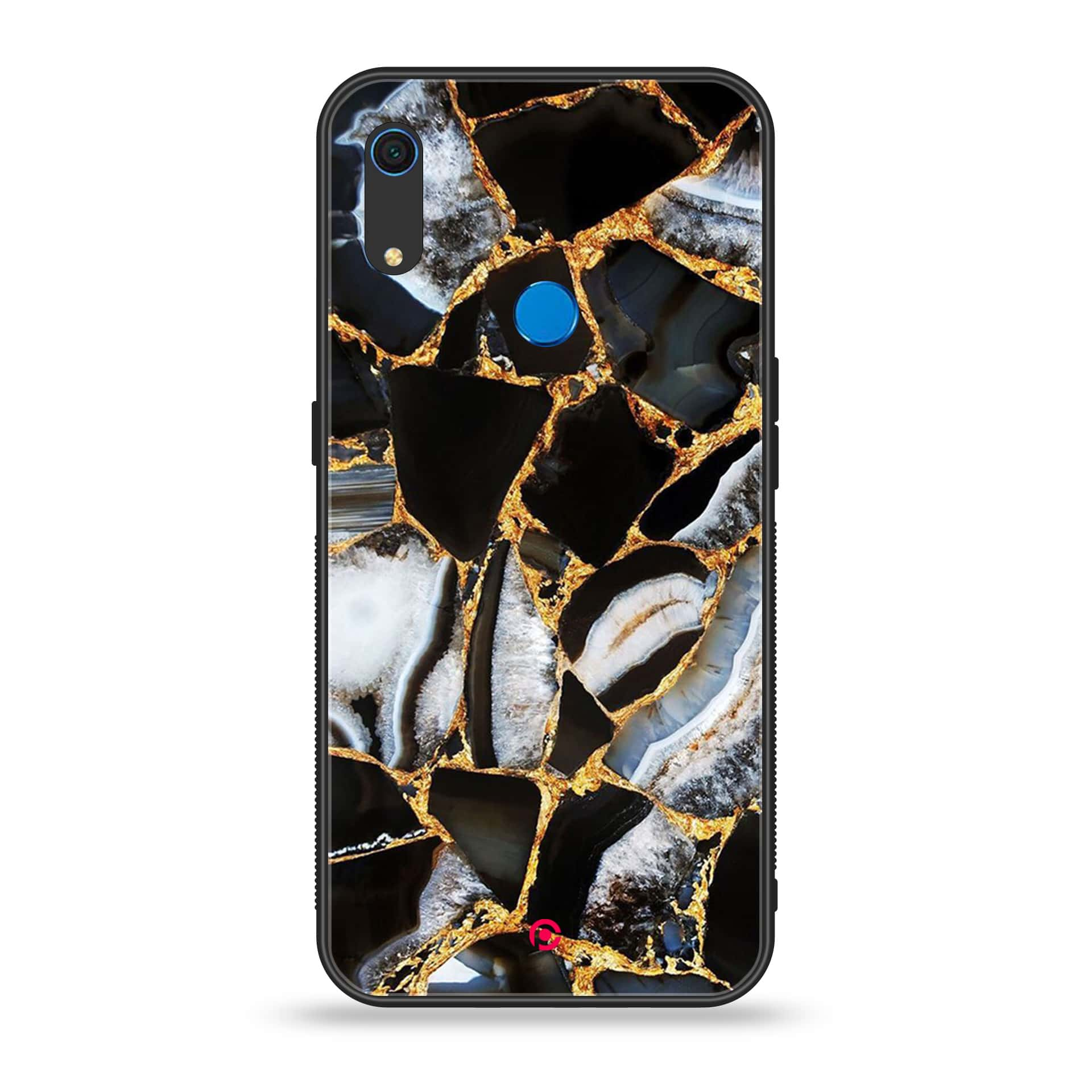 Huawei Y6s - Black Marble Series - Premium Printed Metal soft Bumper shock Proof Case