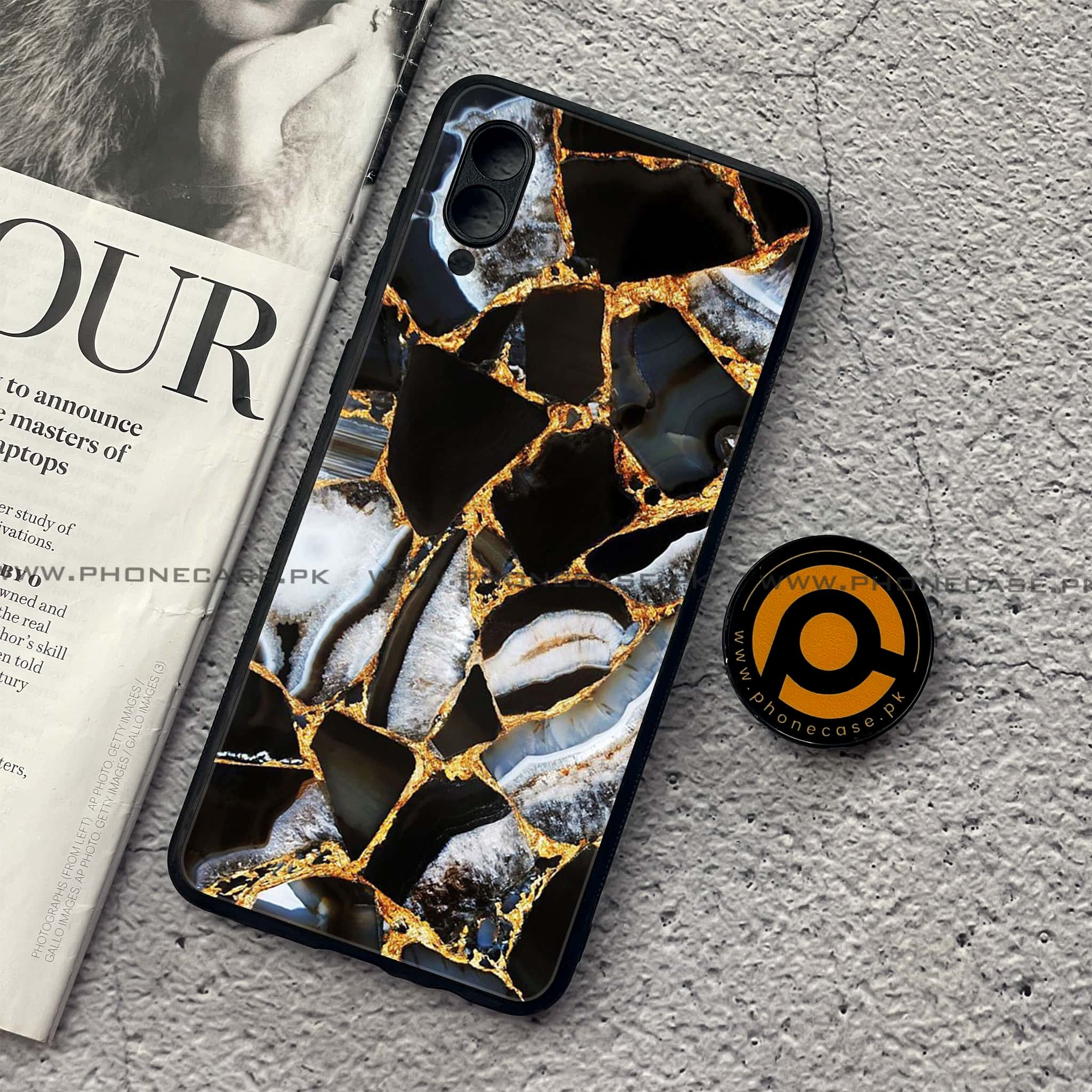 Samsung Galaxy A02 - Black Marble Series - Premium Printed Metal soft Bumper shock Proof Case