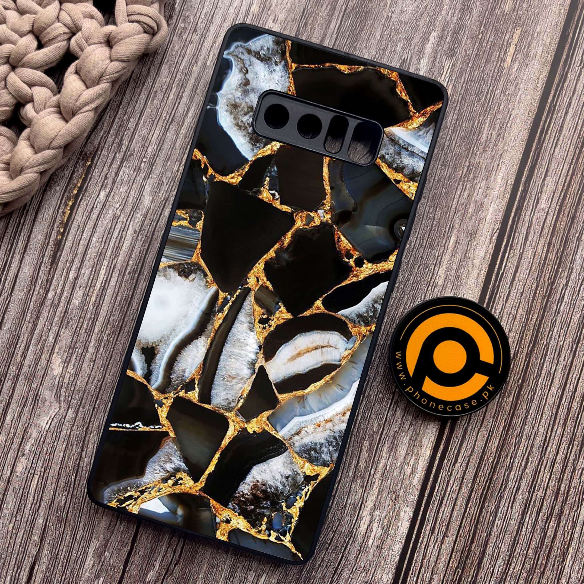 Samsung Galaxy Note 8 - Black Marble Series - Premium Metal Printed soft Bumper shock Proof Case