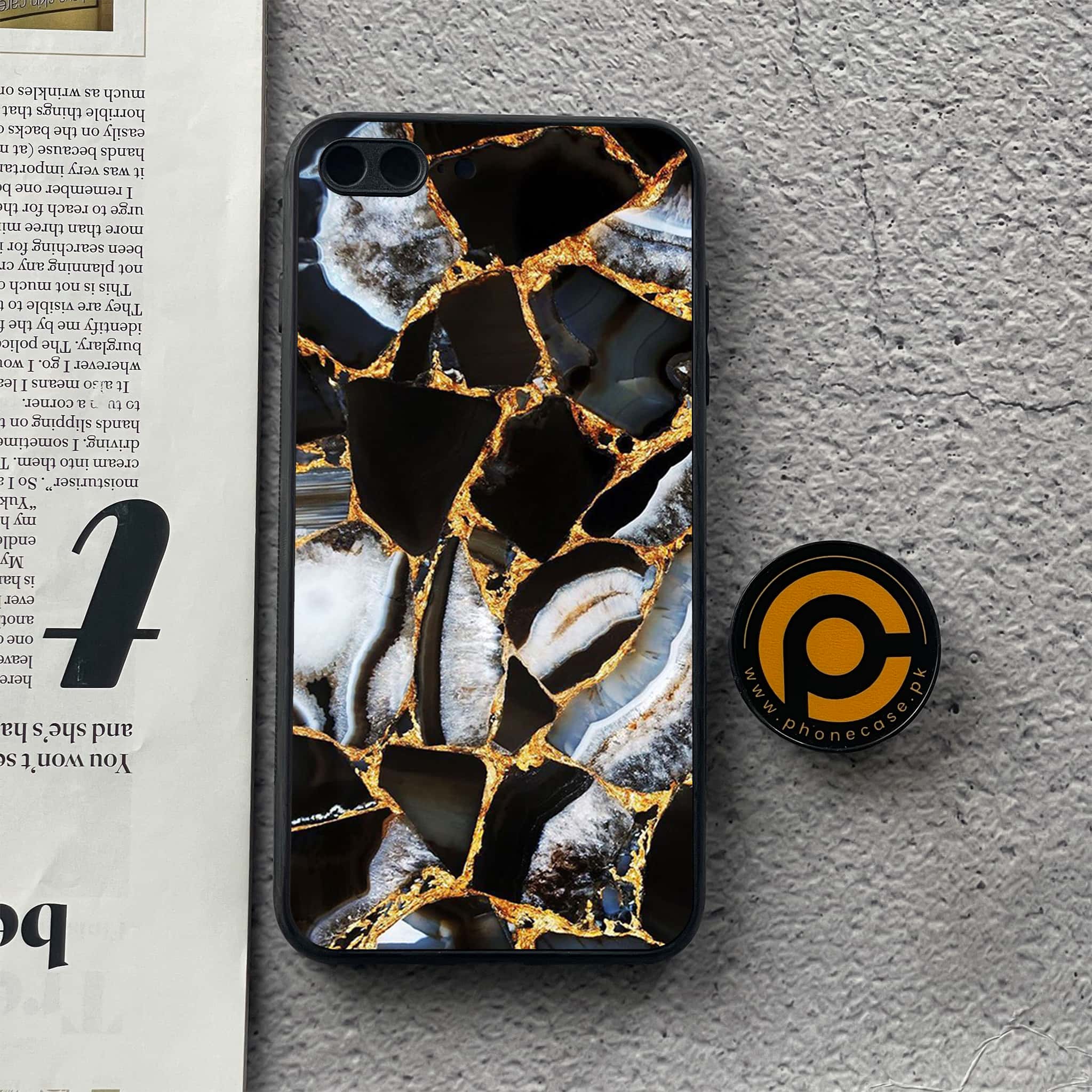 iPhone 8 Plus- Black Marble Series - Premium Printed Glass soft Bumper shock Proof Case