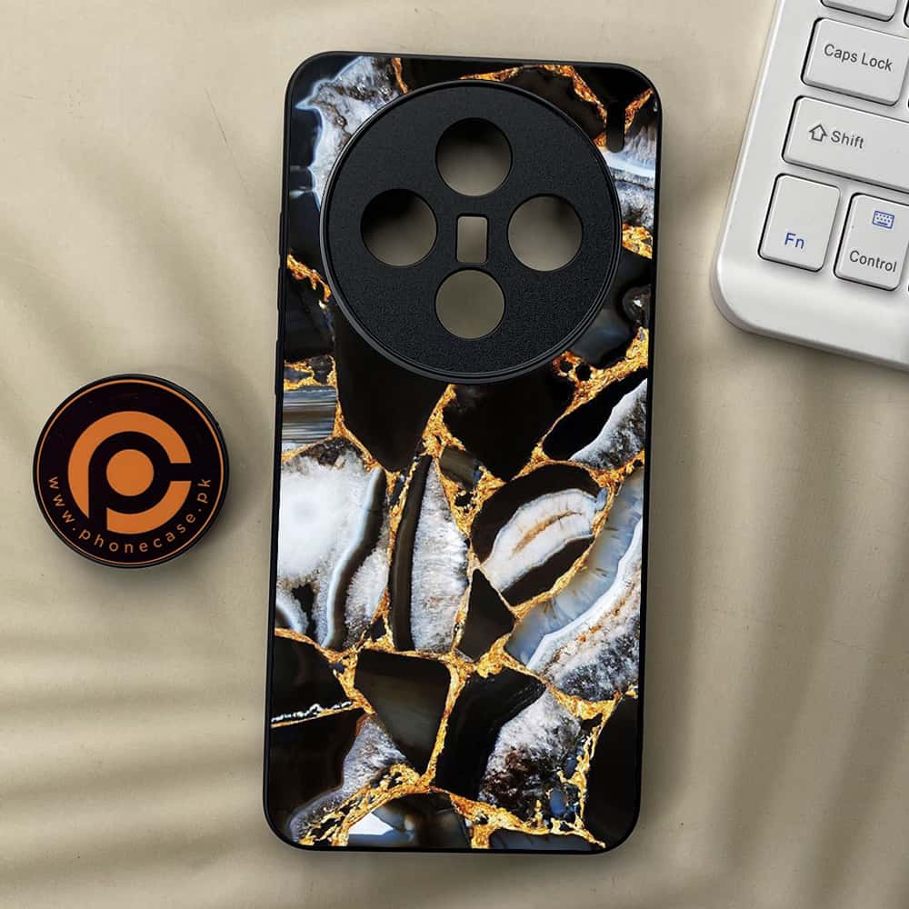Vivo X200 - Black Marble Series - Premium Metal  Printed soft Bumper shock Proof Case