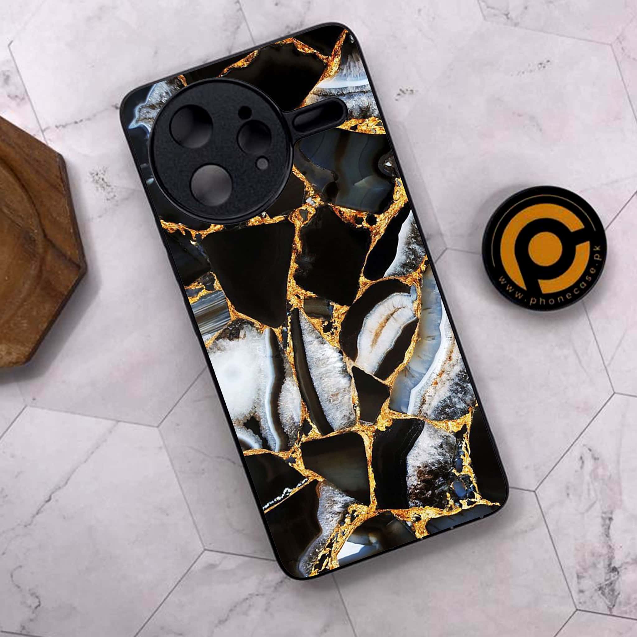 Xiaomi Poco F7 Ultra 5G - Black Marble Series - Premium Metal Printed soft Bumper shock Proof Case
