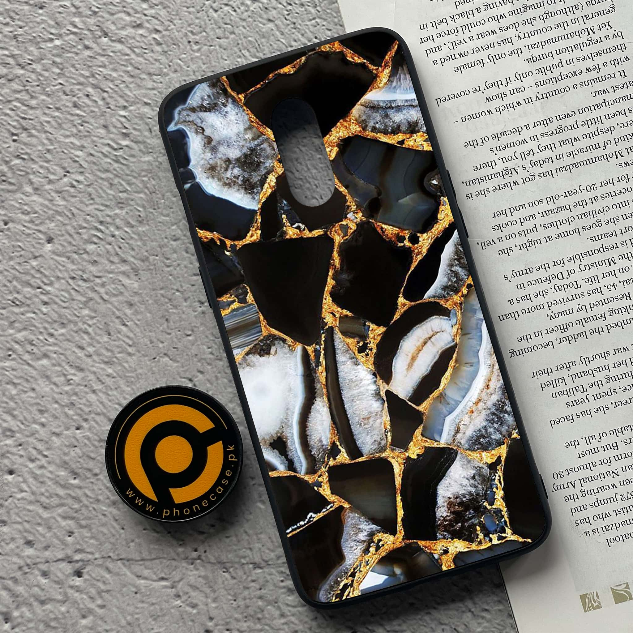 OnePlus 7 - Black Marble Series - Premium Printed Glass soft Bumper shock Proof Case