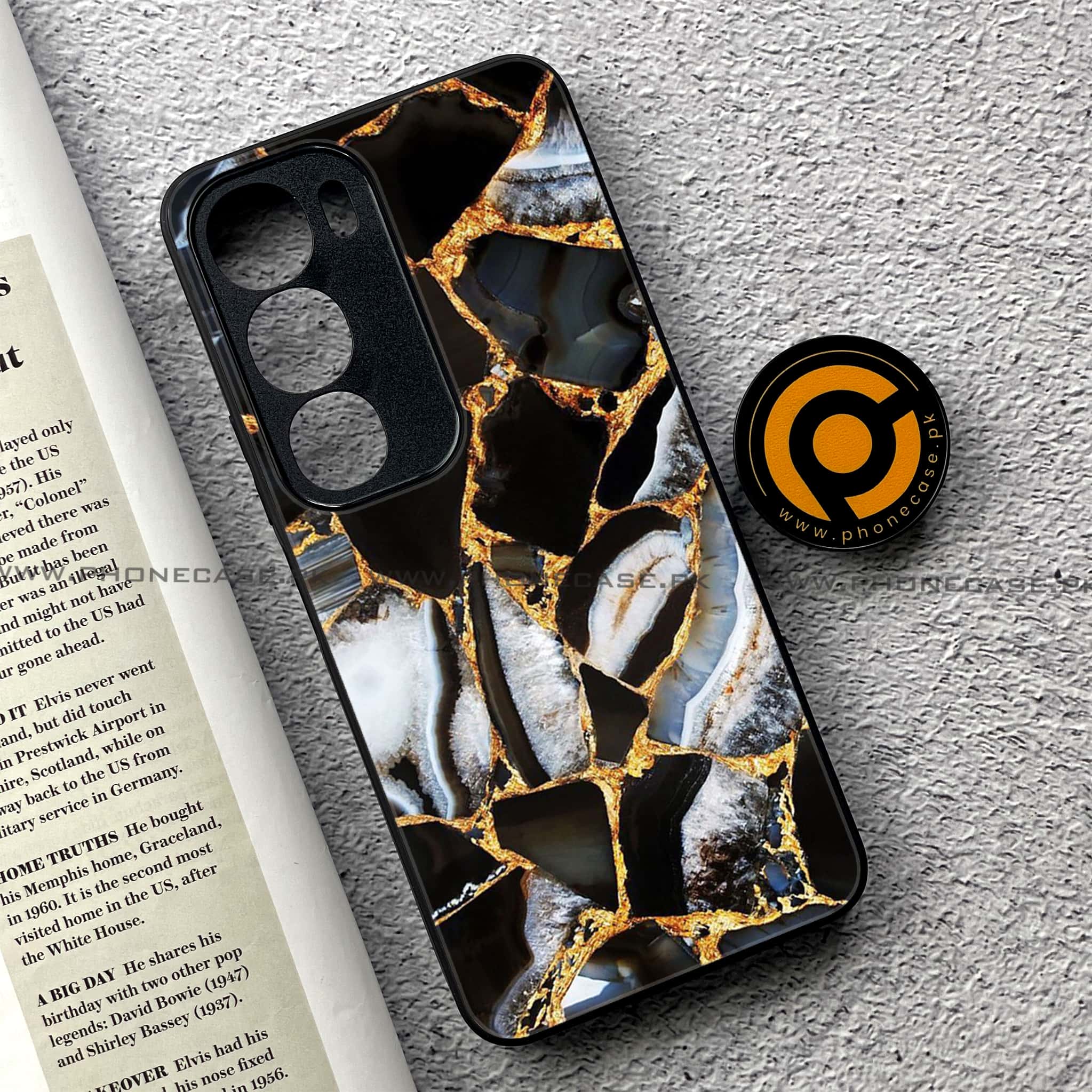 Vivo Y19s Pro - Black Marble Series - Premium Metal Printed soft Bumper shock Proof Case