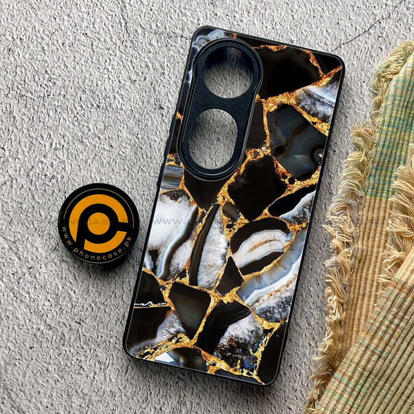 Vivo V40 - Black Marble Design 5- Premium Metal Printed soft Bumper shock Proof Case  CS-45391