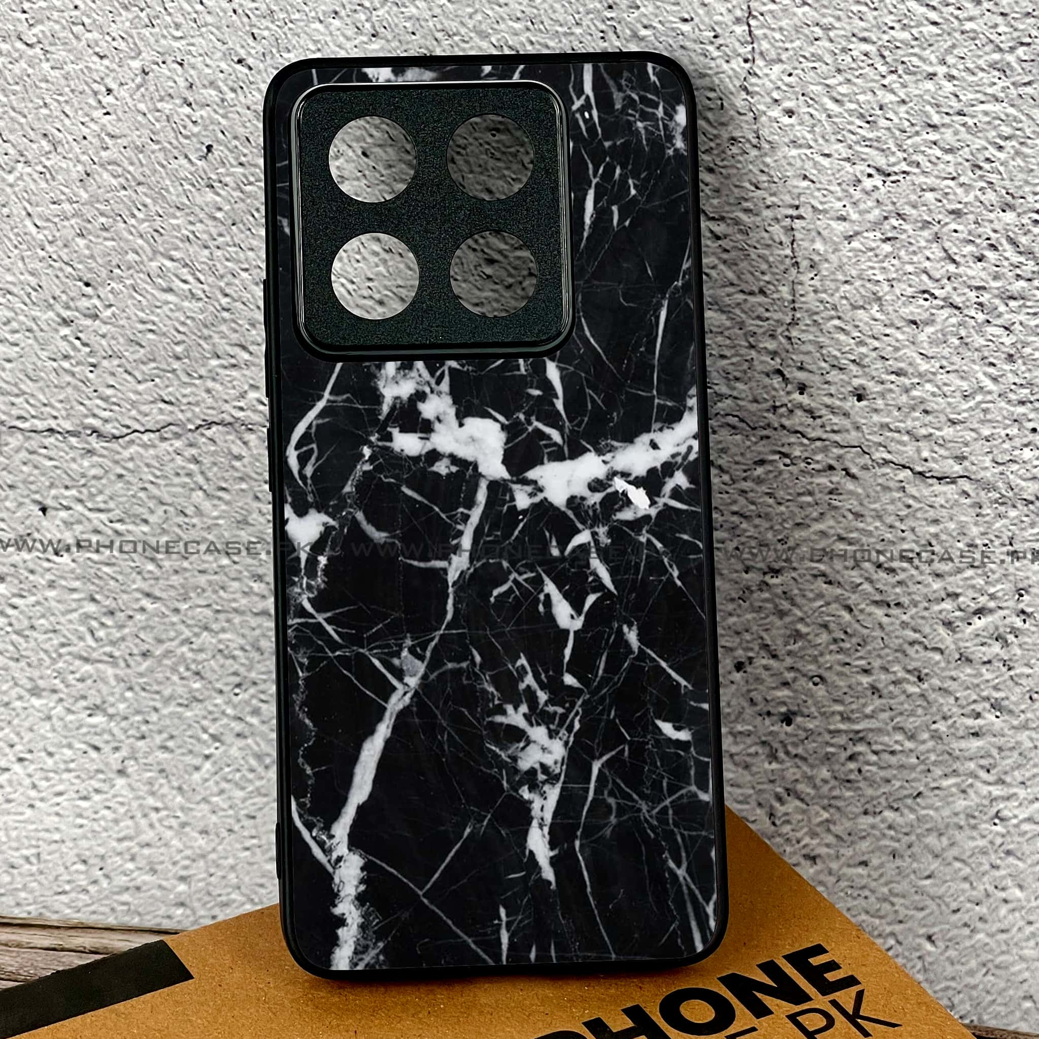 Xiaomi 14T Pro - Black Marble Series - Premium Printed Glass soft Bumper shock Proof Case