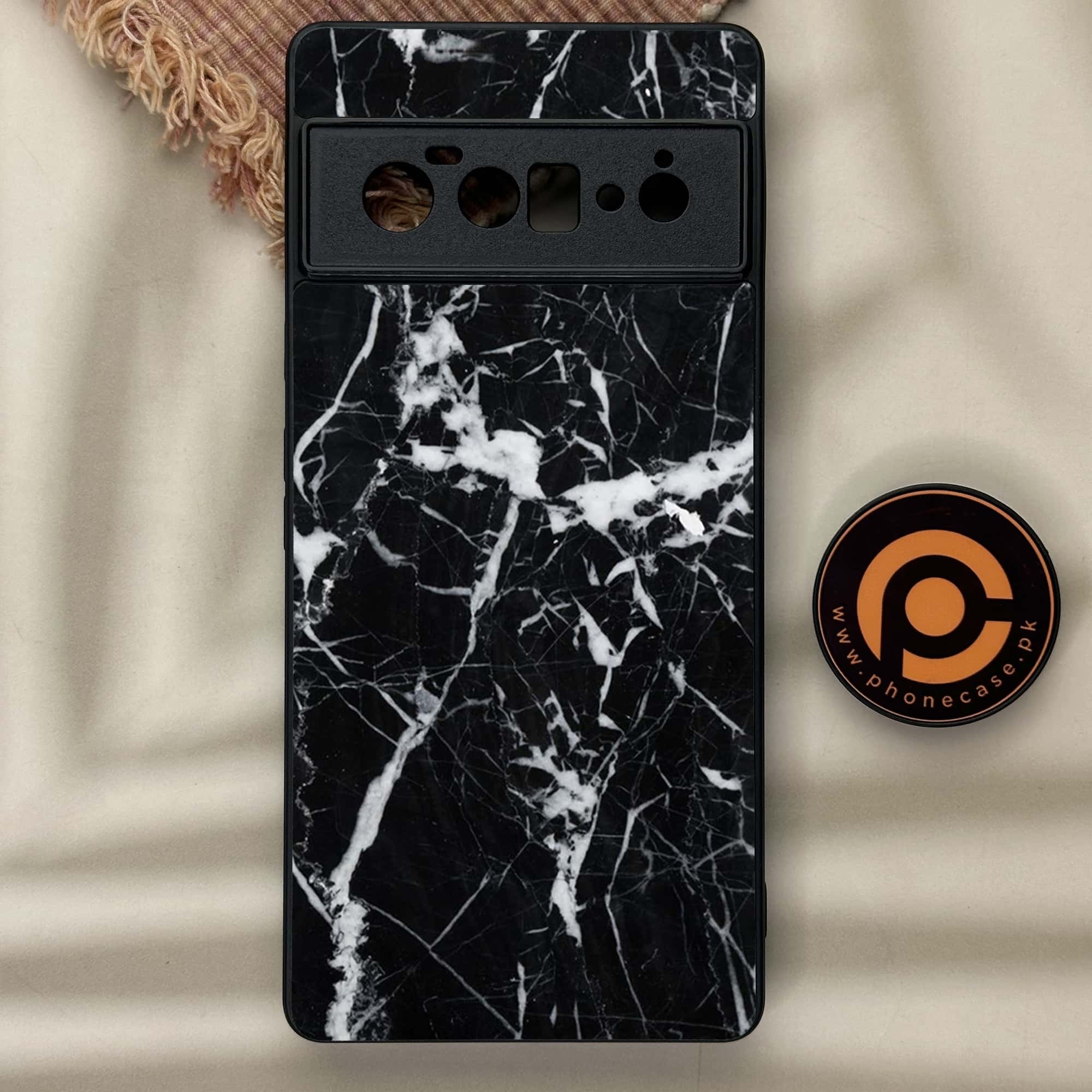 Google Pixel 6 Pro- BLACK  Marble Series - Premium Metal Printed soft Bumper Shock Proof Case