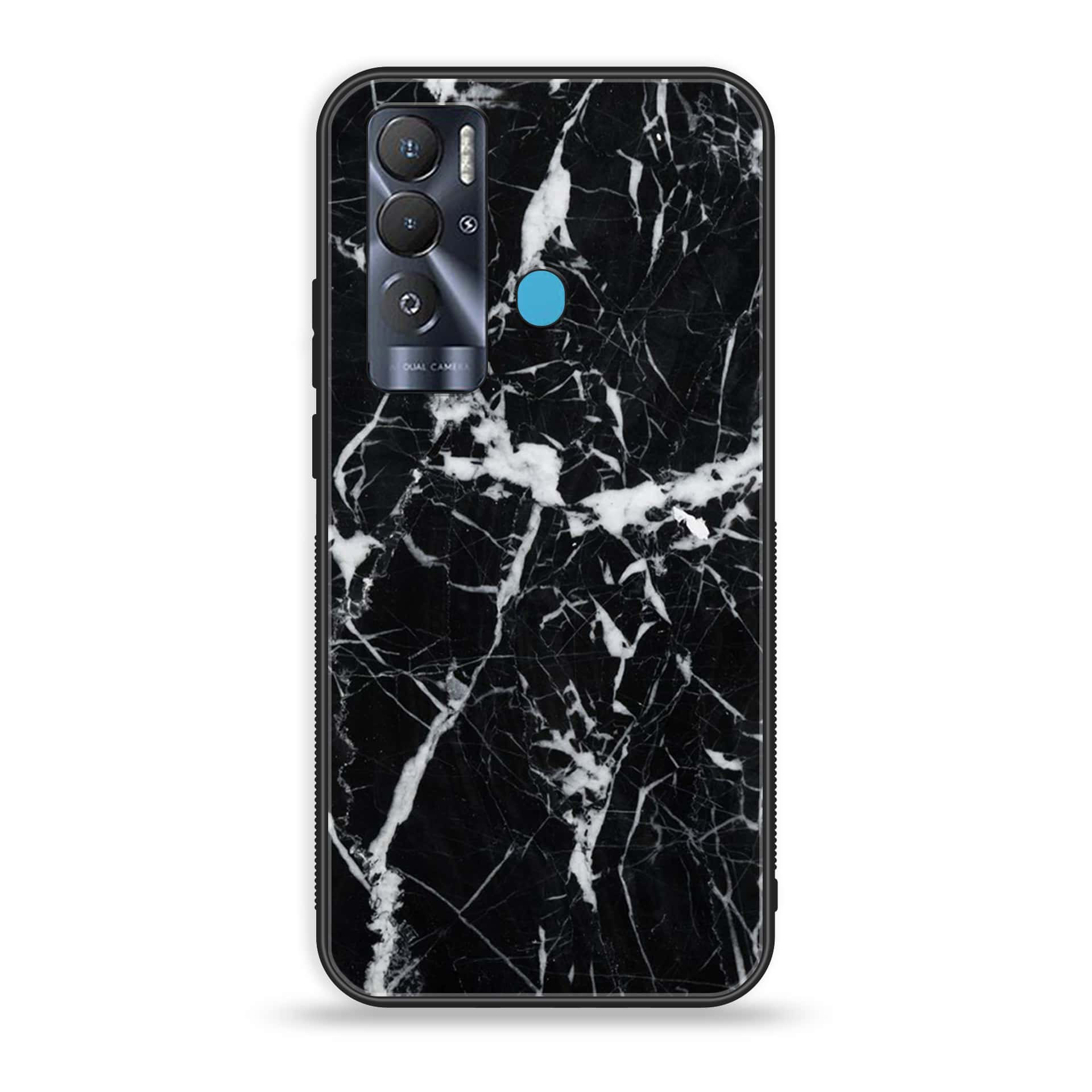 Tecno Pova Neo Black Marble Premium Printed Glass soft Bumper shock Proof Case