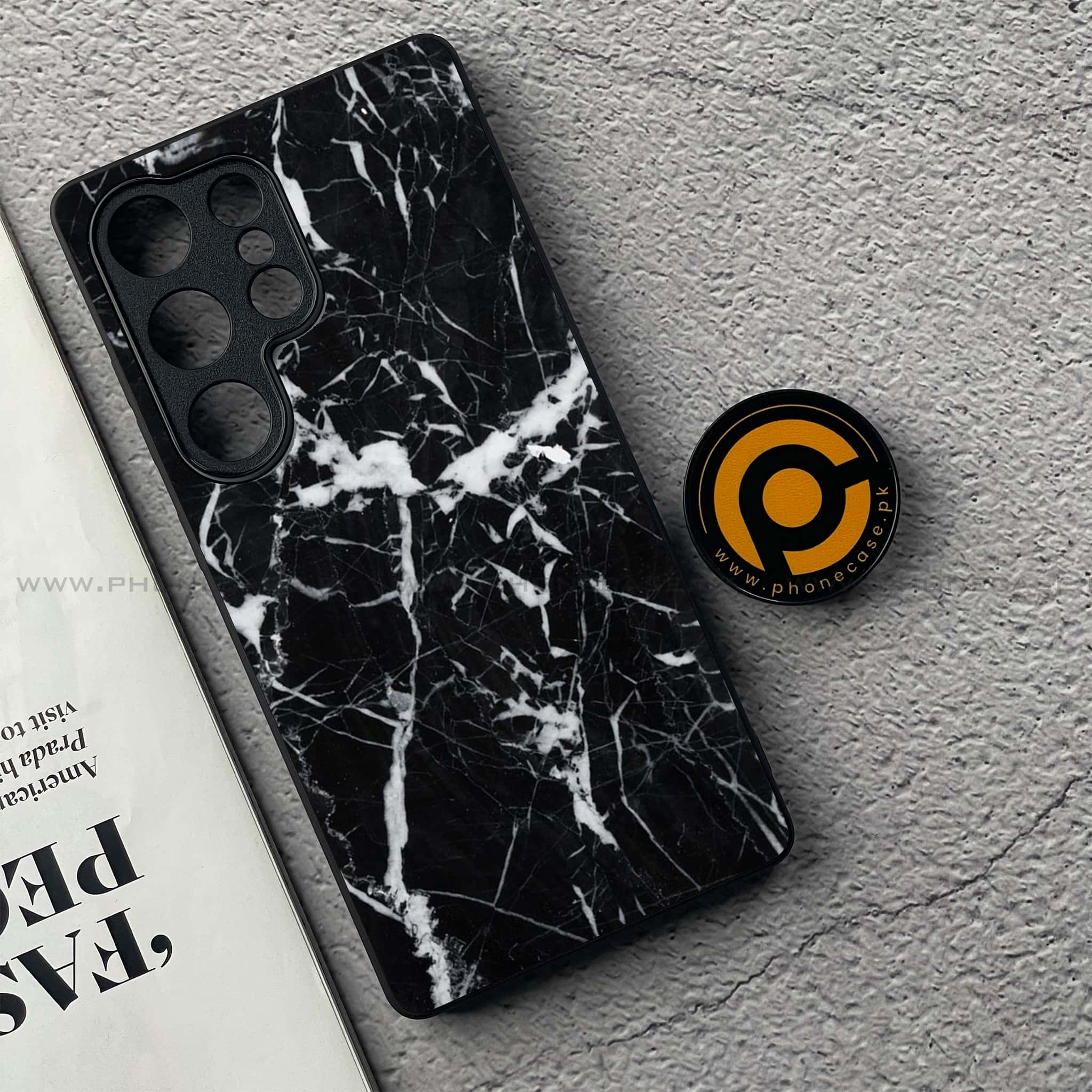 OnePlus 13 - Black Marble Series - Premium Metal Printed soft Bumper shock Proof Case