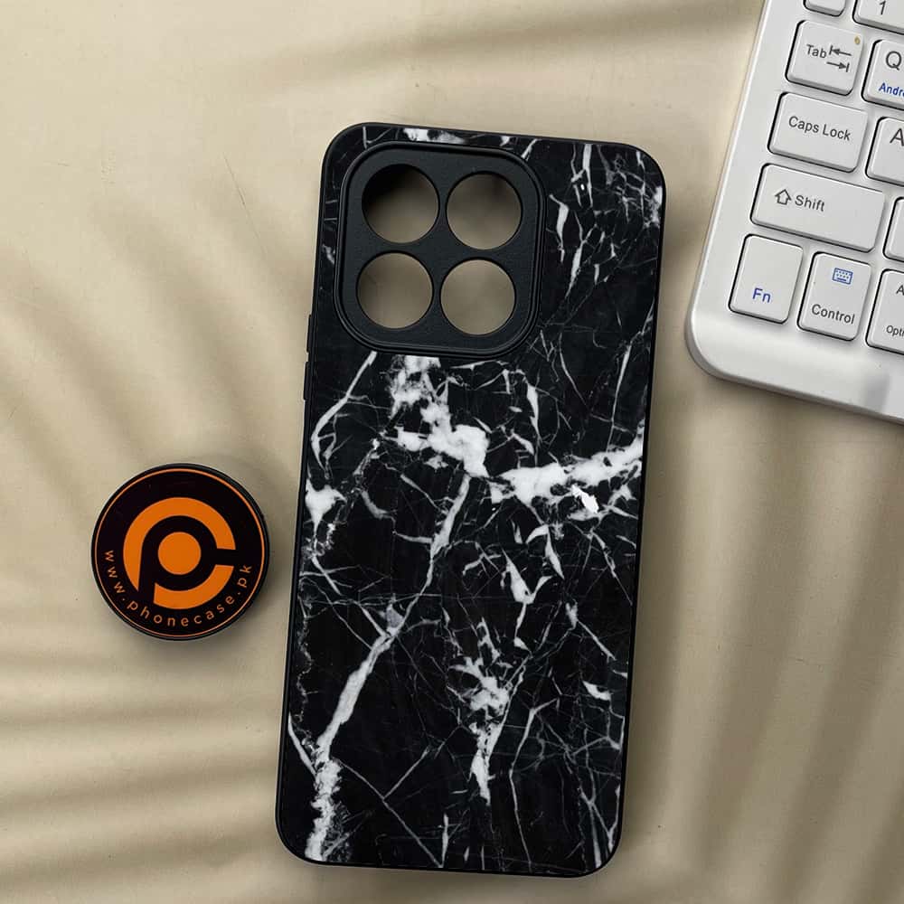 Honor X5b Plus - Black Marble Series - Premium Metal  Printed soft Bumper shock Proof Case