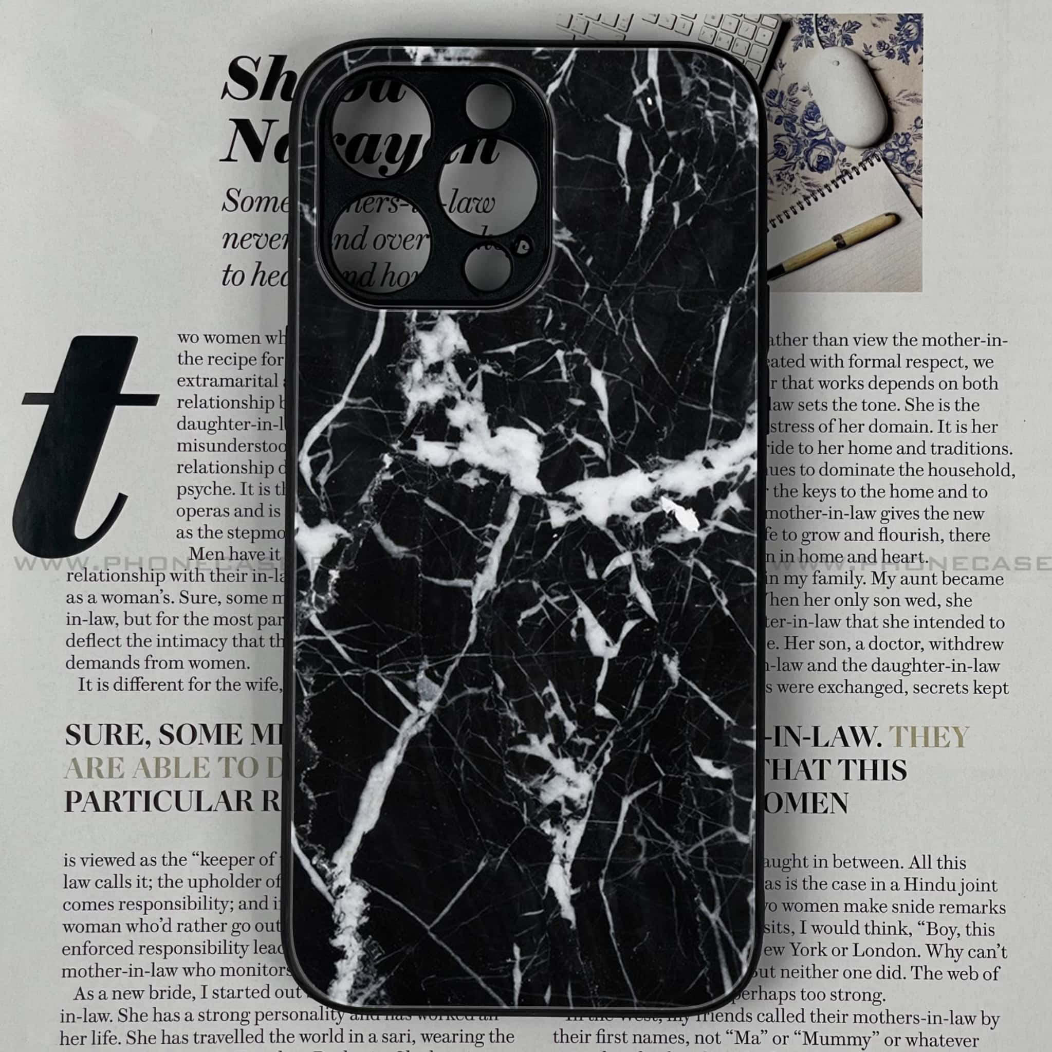 iPhone 12 Pro Max - Black Marble Series - Premium Printed Glass soft Bumper shock Proof Case