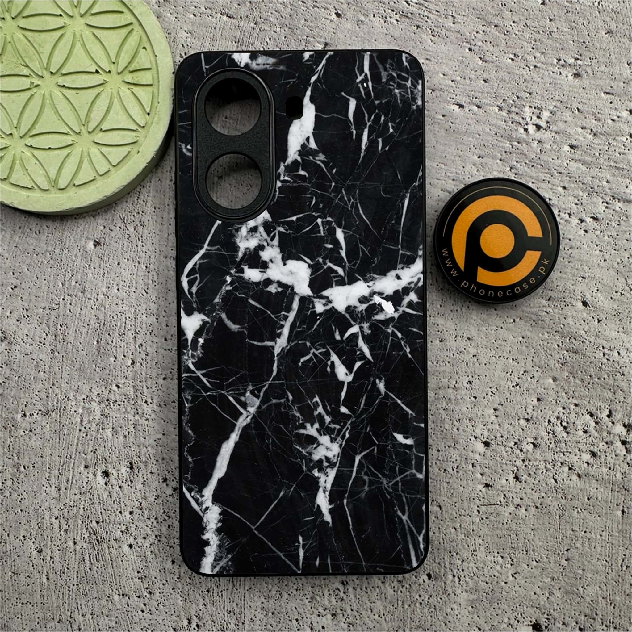 Xiaomi Redmi Turbo 4 - Black Marble Series - Premium Metal Printed soft Bumper shock Proof Case