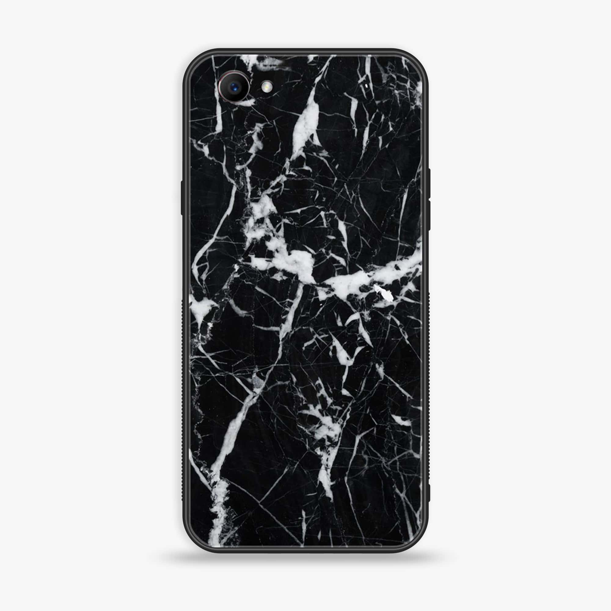 Oppo F7 Youth - Black Marble Series - Premium Printed Glass soft Bumper shock Proof Case