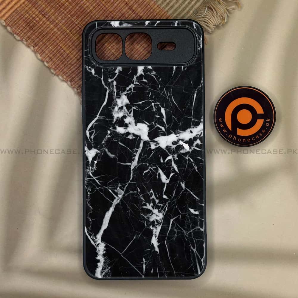 Infinix Smart 10 Plus - Black Marble Series - Premium Metal Printed soft Bumper shock Proof Case