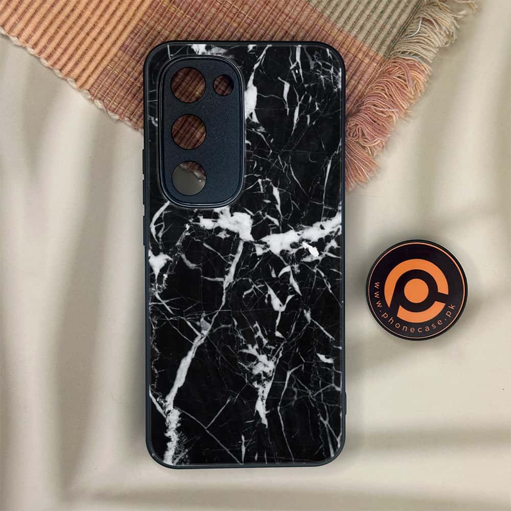Tecno Spark 40 Pro Plus - Black Marble Series - Premium Metal Printed soft Bumper shock Proof Case