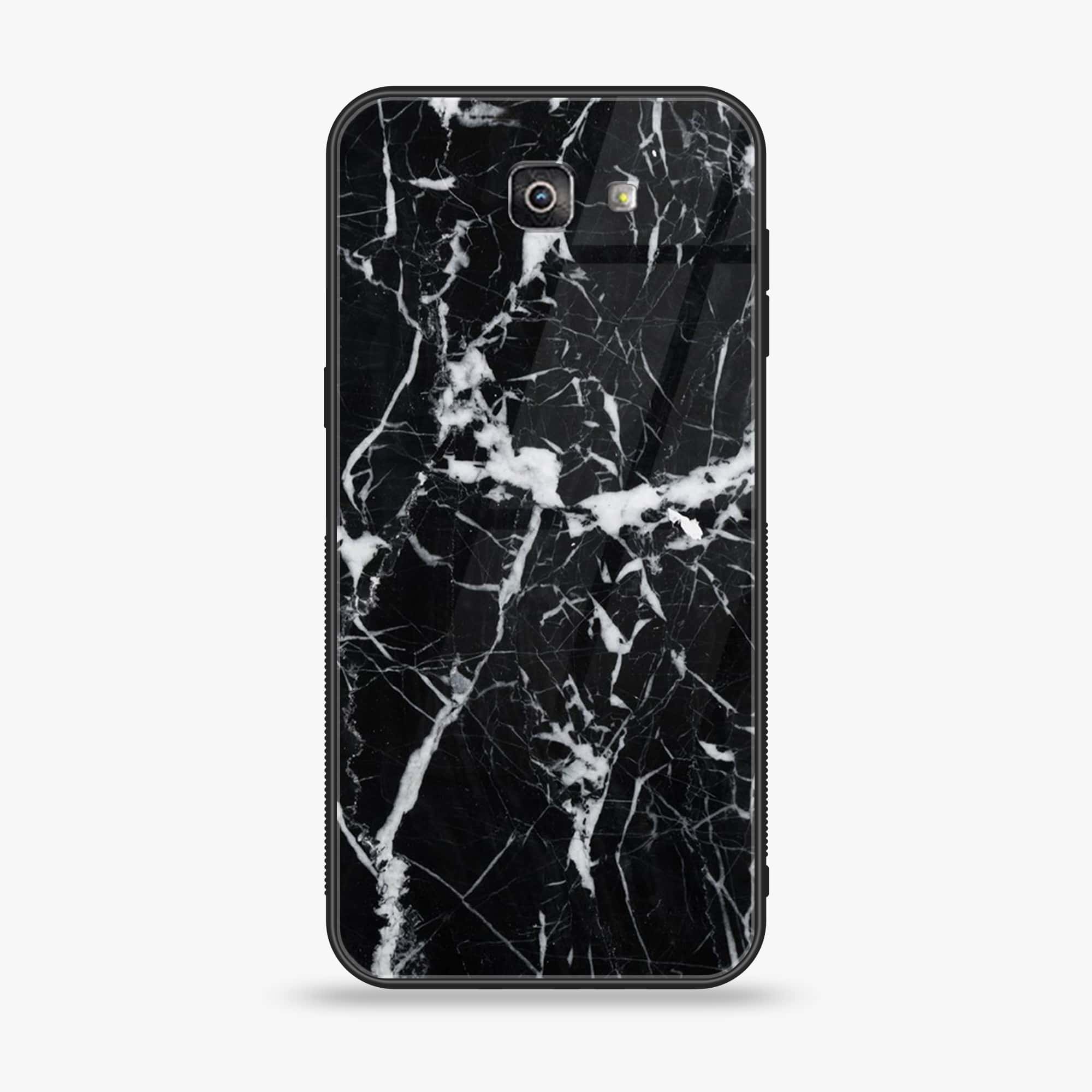 Galaxy J7 Prime - Black Marble Series - Premium Printed Glass soft Bumper shock Proof Case