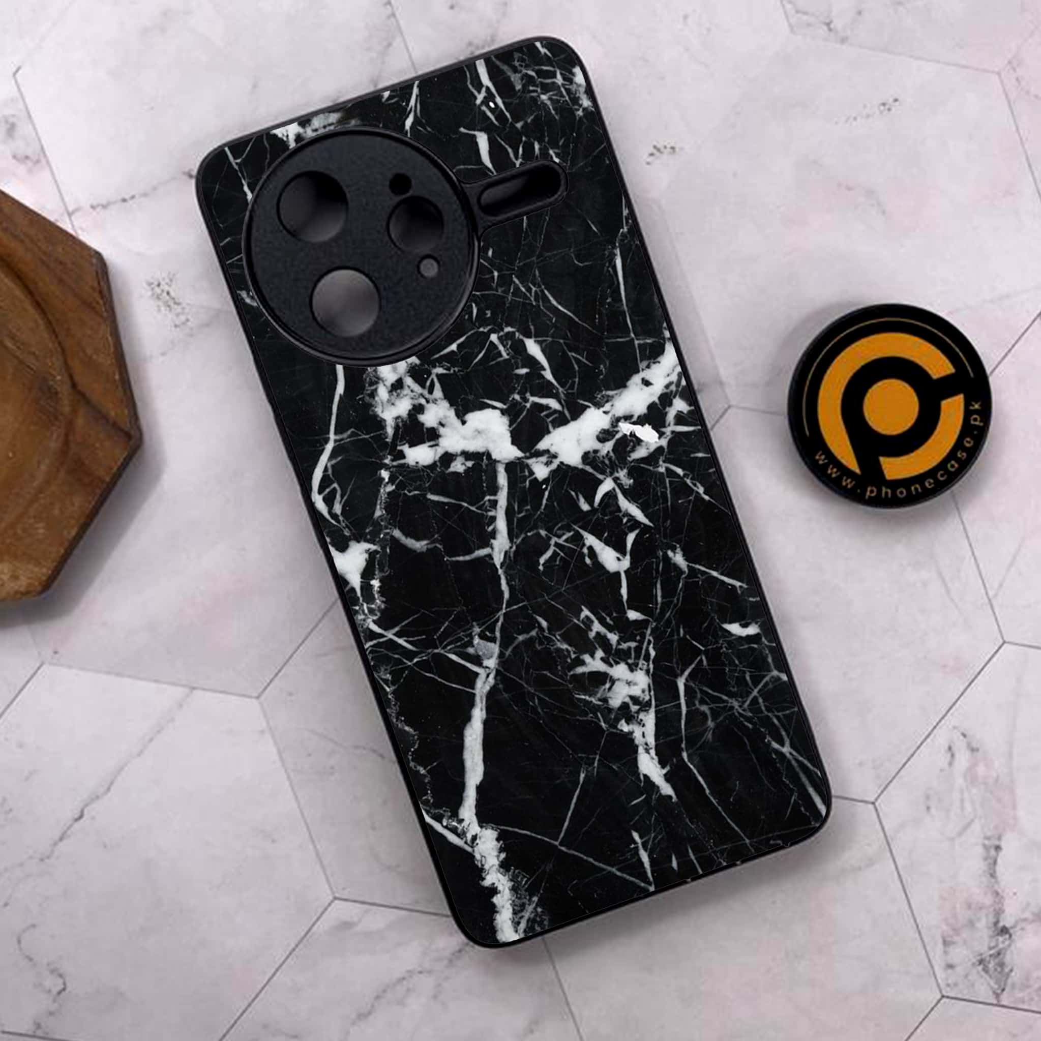 Xiaomi Poco F7 Ultra 5G - Black Marble Series - Premium Metal Printed soft Bumper shock Proof Case