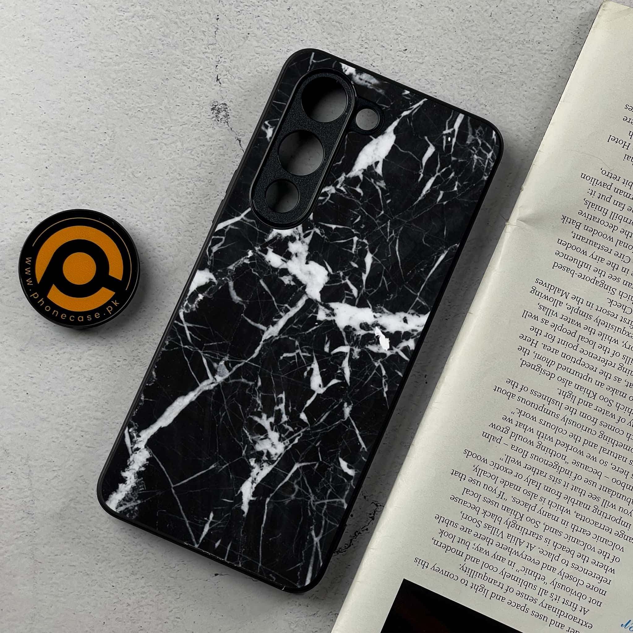 Vivo Y04 - Black Marble Series - Premium Metal Printed Soft Bumper Shockproof Case