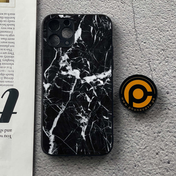 iPhone 11 Pro - Black Marble Design 6 - Premium Printed Glass soft Bumper shock Proof Case CS-36843