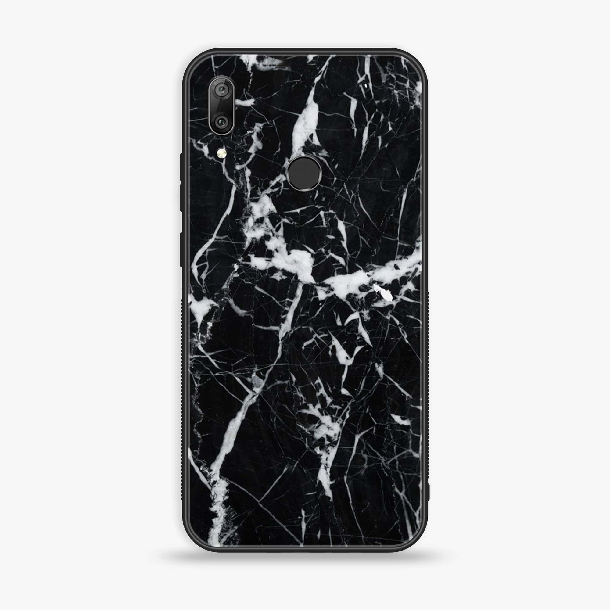 Huawei Y7 Prime (2019) - Black Marble Series - Premium Printed Glass soft Bumper shock Proof Case