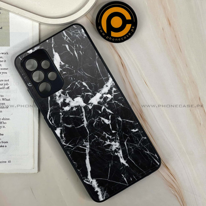 Galaxy A32 - Black Marble Design 6 - Premium Printed Glass soft Bumper shock Proof Case CS-40555