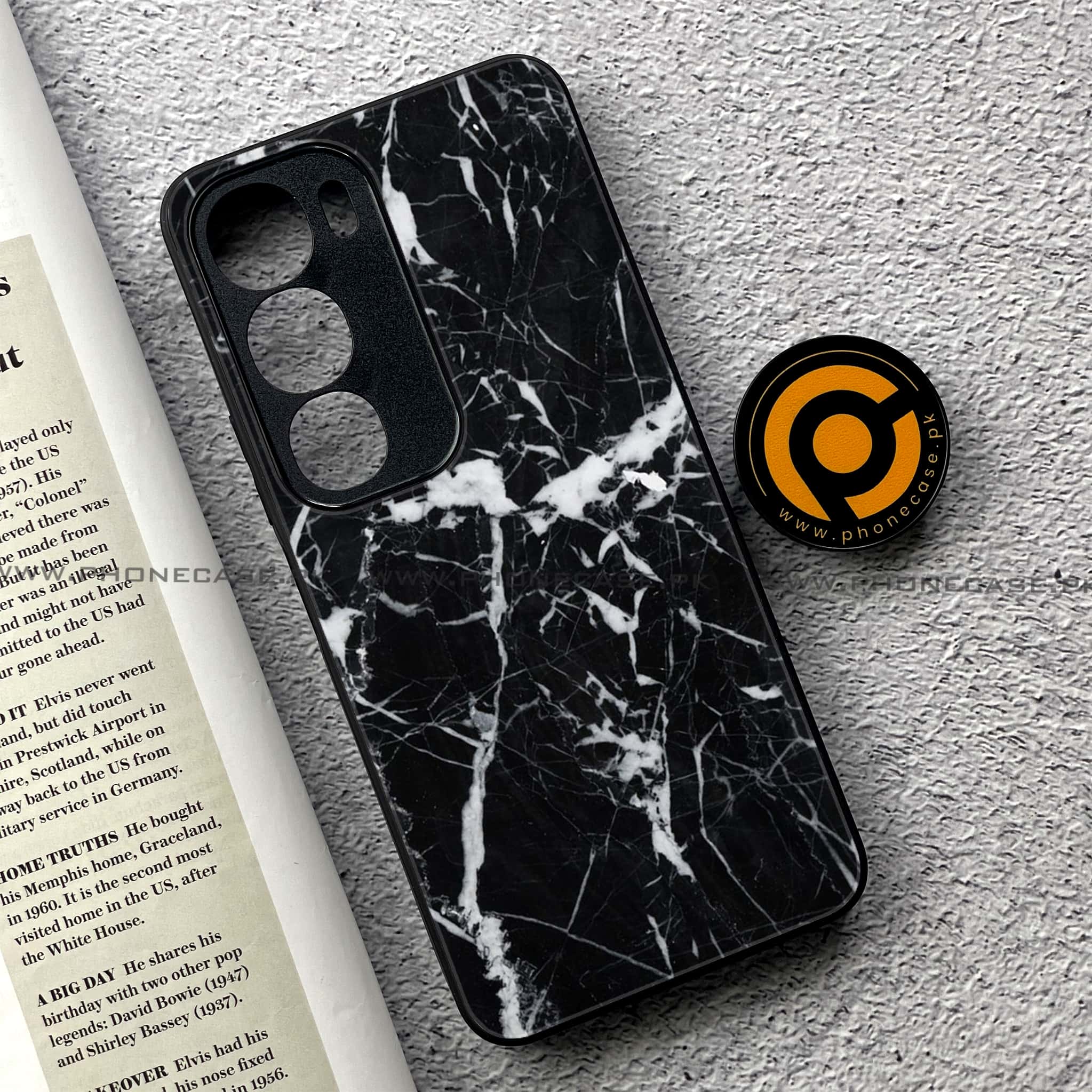 Vivo Y19s Pro - Black Marble Series - Premium Metal Printed soft Bumper shock Proof Case