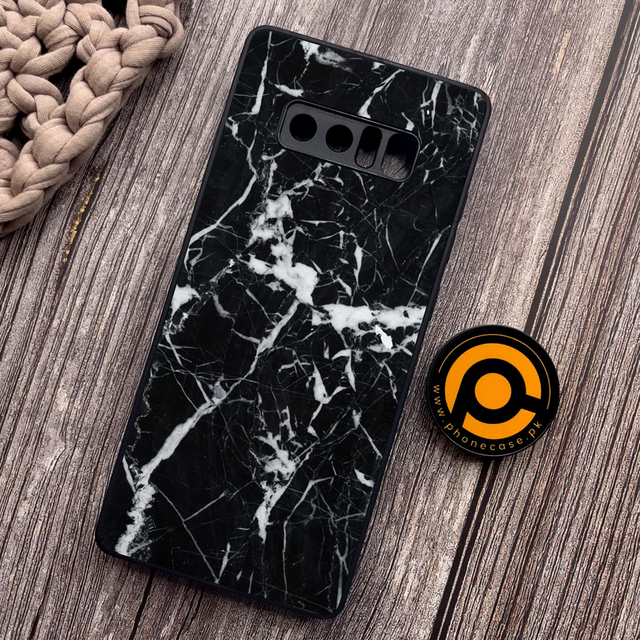 Samsung Galaxy Note 8 - Black Marble Series - Premium Metal Printed soft Bumper shock Proof Case