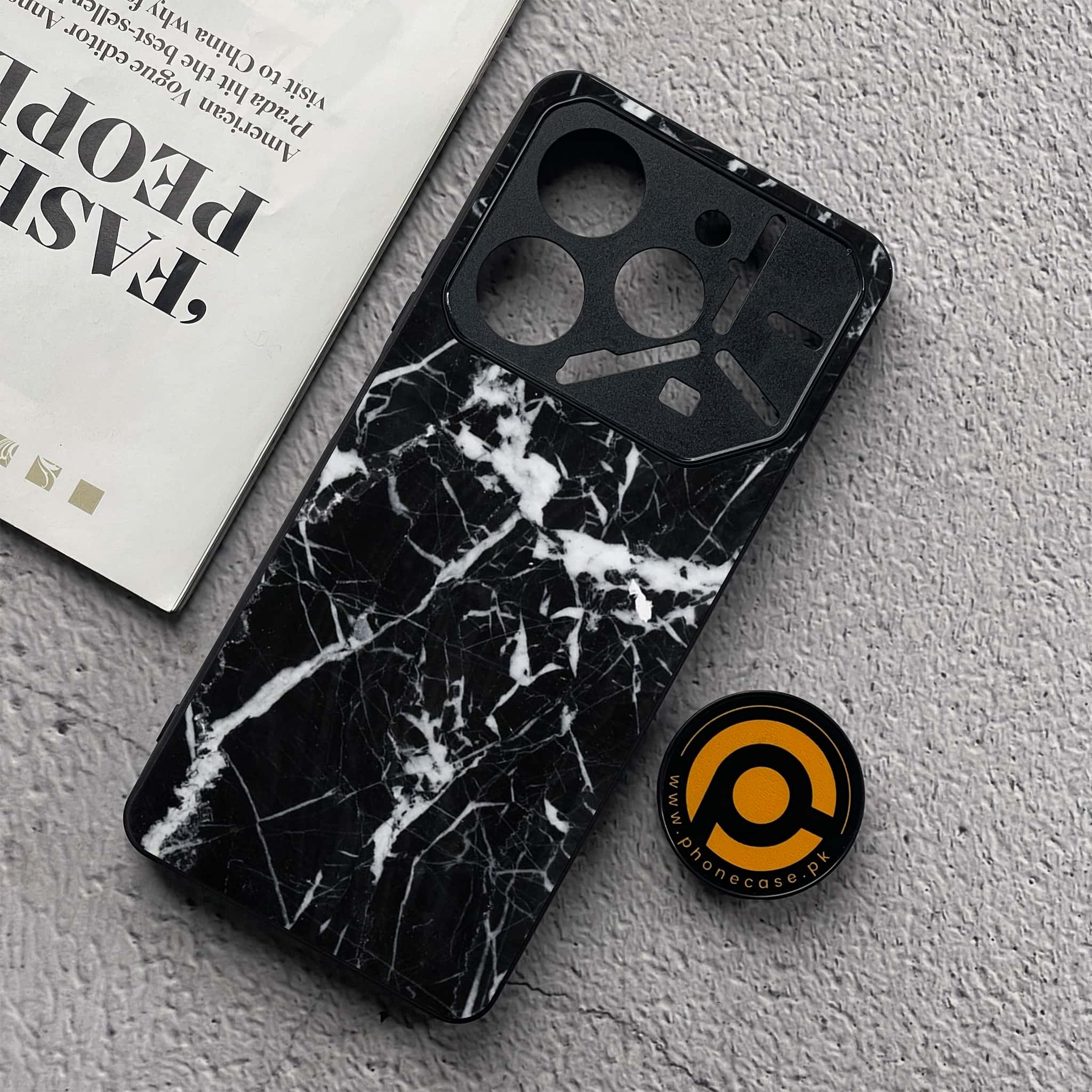 Tecno Pova 6 Neo - Black Marble Series - Premium Metal  Printed soft Bumper shock Proof Case