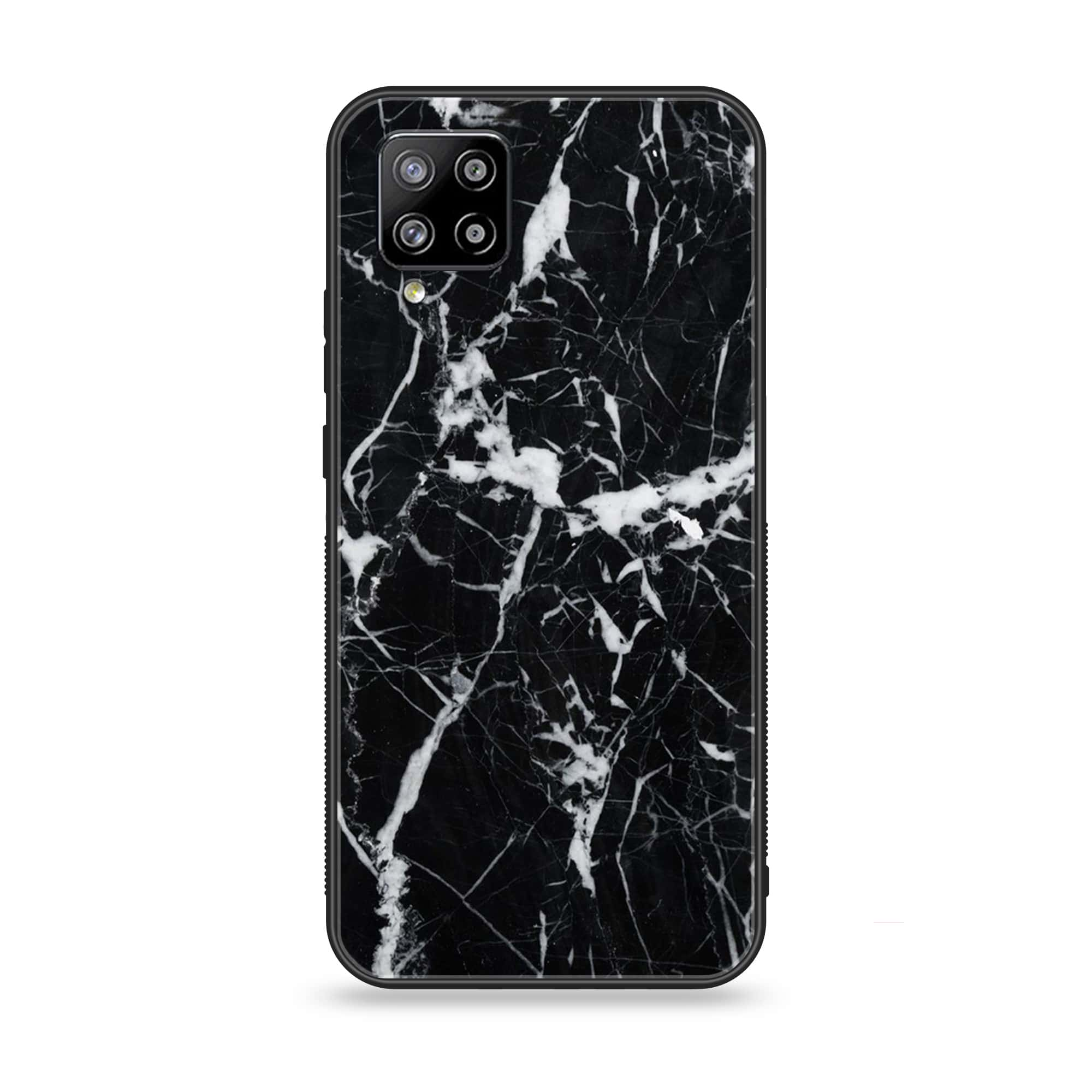 Samsung Galaxy A42 5G - Black Marble Series - Premium Printed Glass soft Bumper shock Proof Case