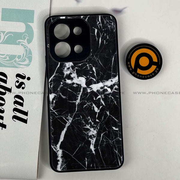 Vivo Y28 - Black Marble Design 6 - Premium Printed Glass soft Bumper shock Proof Case CS-50689