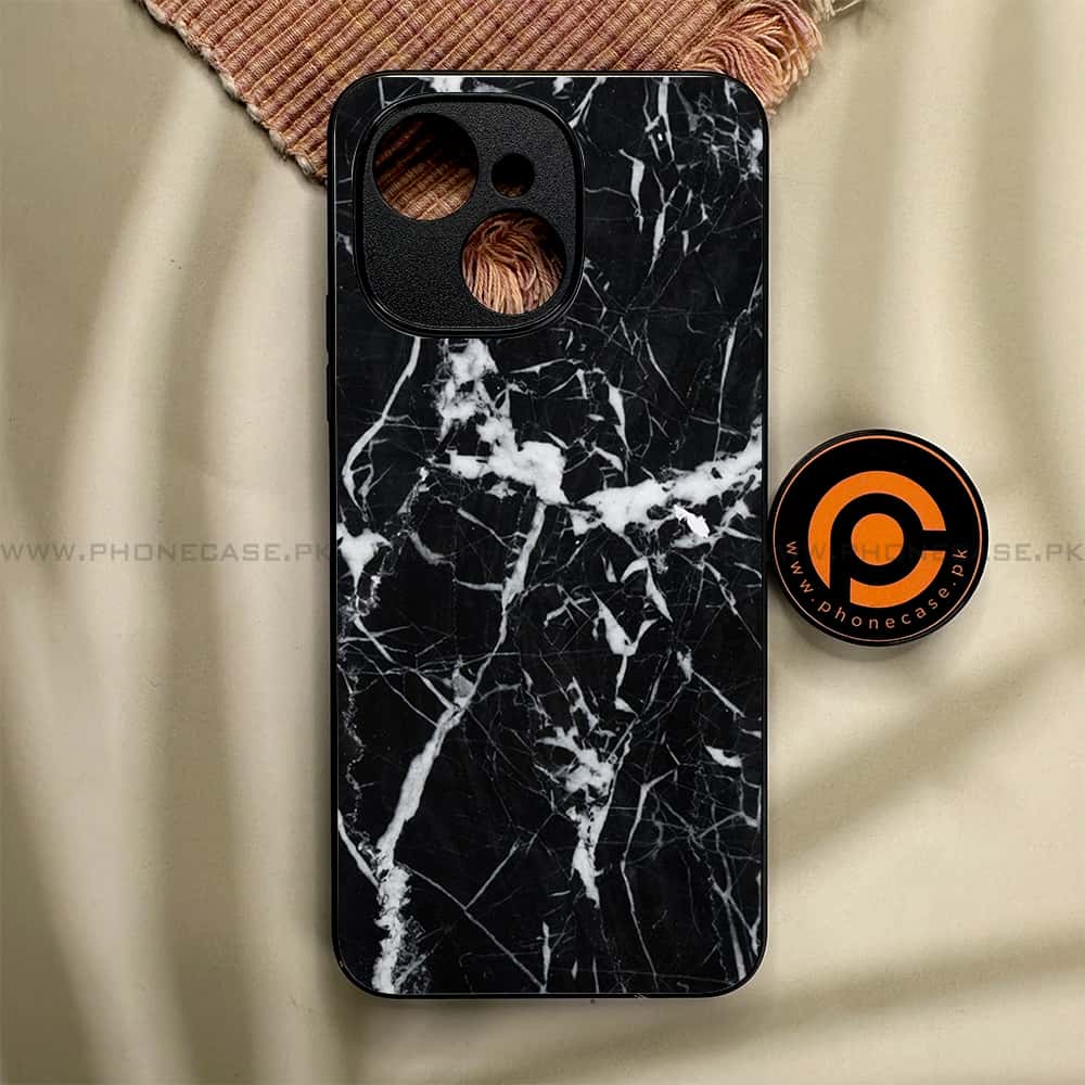 Tecno Spark 40C - Black Marble Series - Premium Metal Printed soft Bumper shock Proof Case