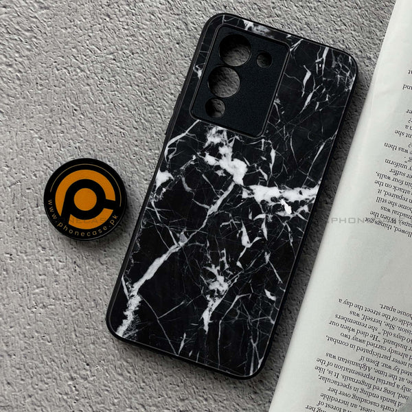 Infinix Note 12 G96 - Black Marble Design 6  - Premium Printed Glass soft Bumper shock Proof Case  CS-36743