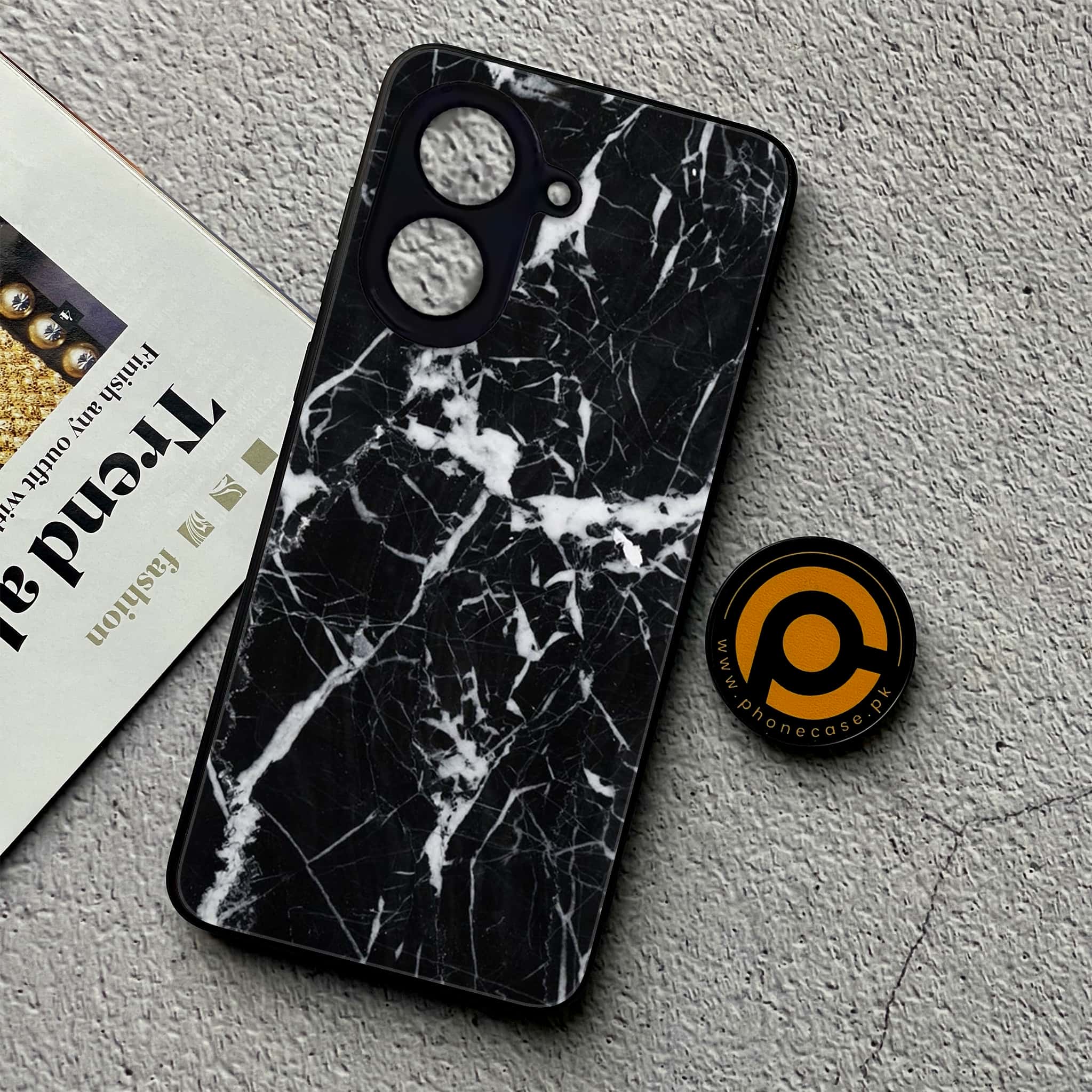 Xiaomi Redmi A5 - Black Marble Series - Premium Metal Printed soft Bumper shock Proof Case