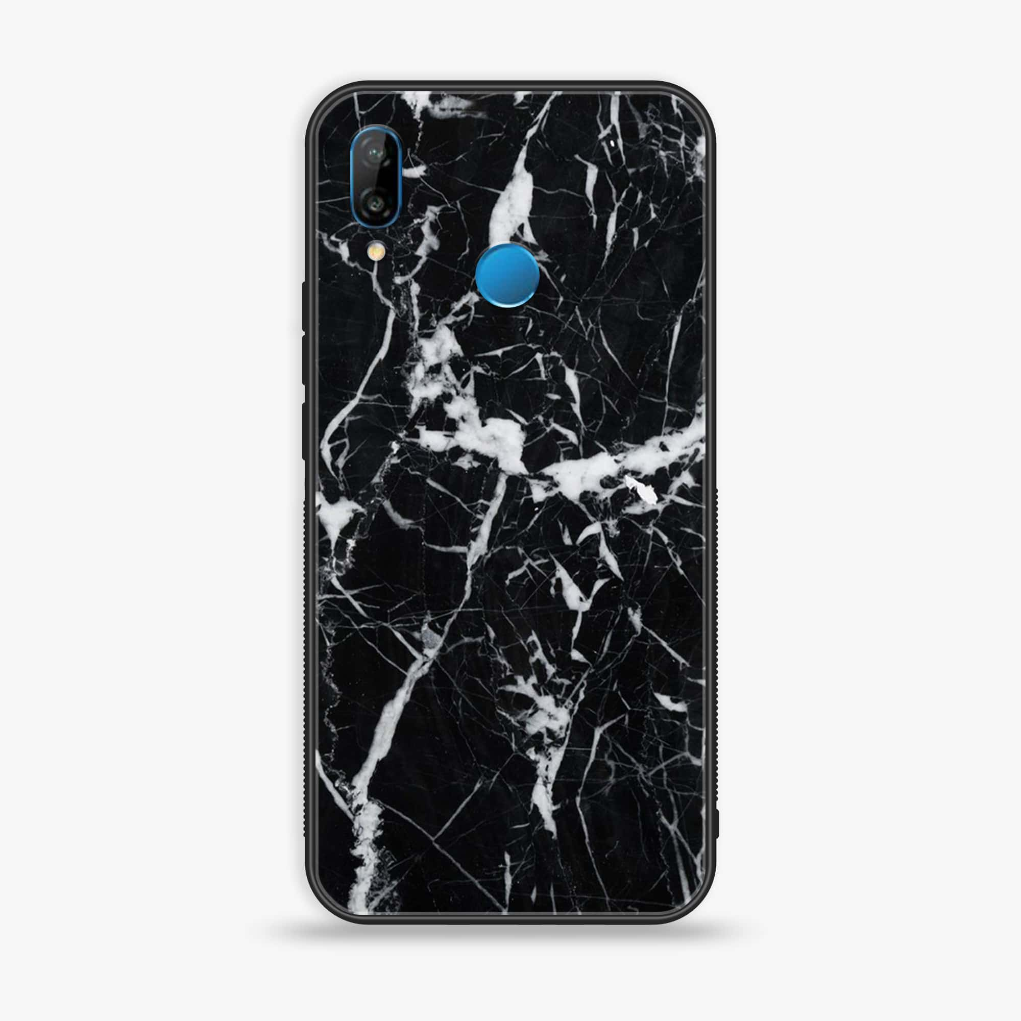 Huawei P20 lite - Black Marble Series - Premium Printed Glass soft Bumper shock Proof Case