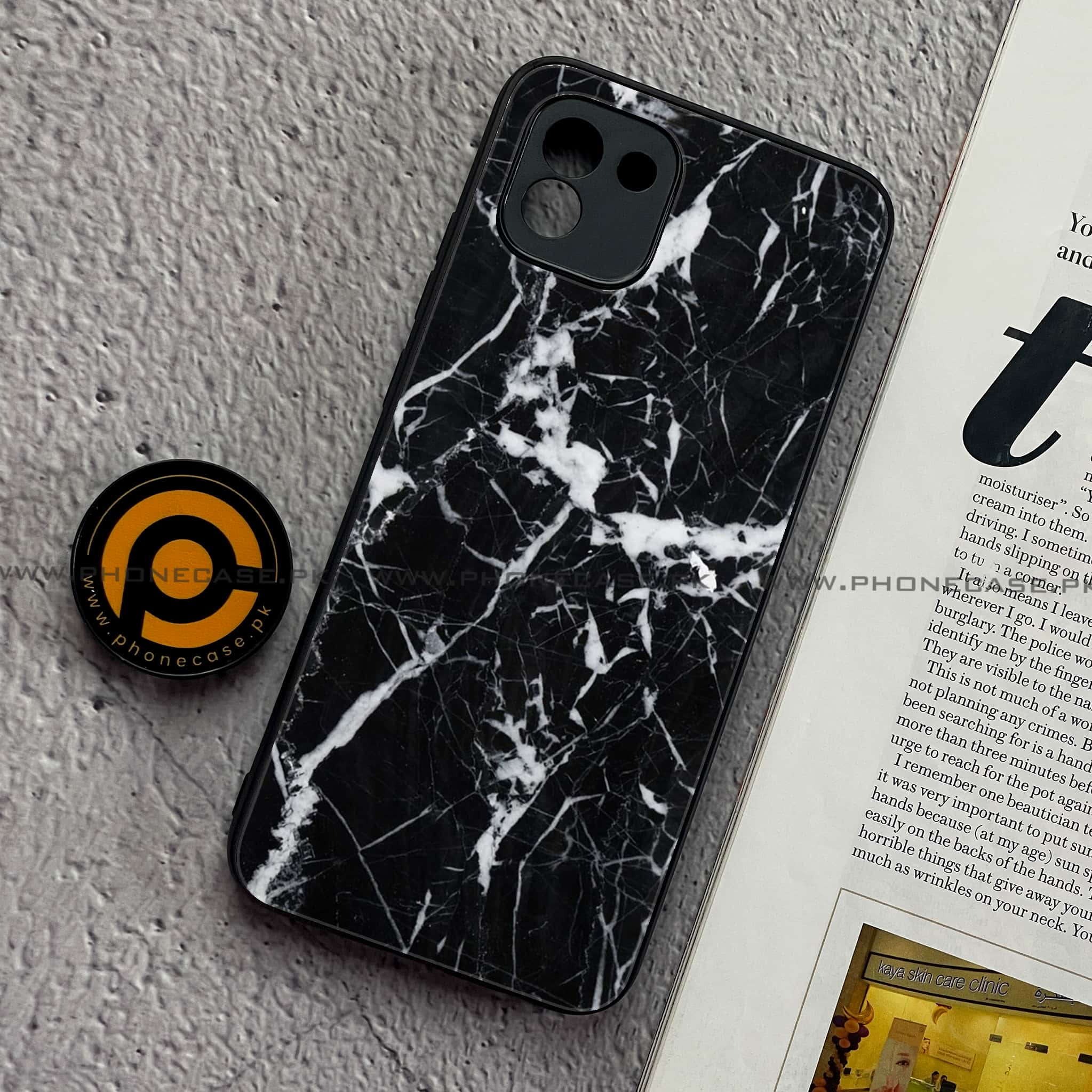 Samsung Galaxy A03 - Black Marble Series - Premium Printed Glass soft Bumper shock Proof Case