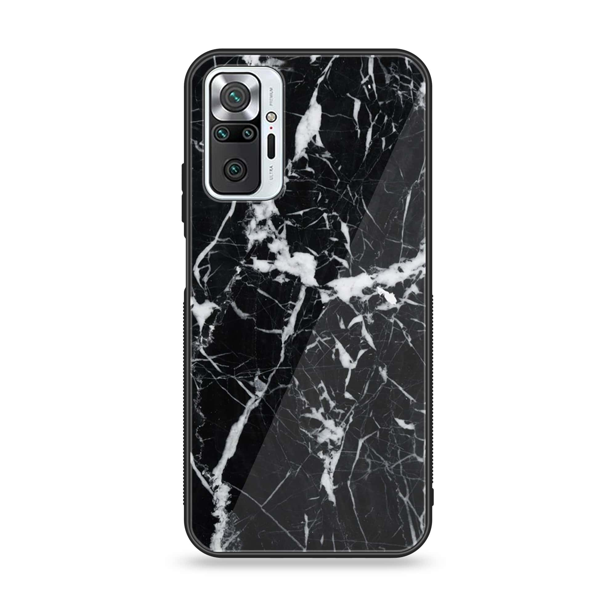 Xiaomi Redmi Note 10 Pro - Black Marble Series - Premium Printed Glass soft Bumper shock Proof Case