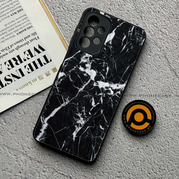 Samsung Galaxy A23- Black Marble Design 6 - Premium Printed Glass soft Bumper shock Proof Case  CS-33619