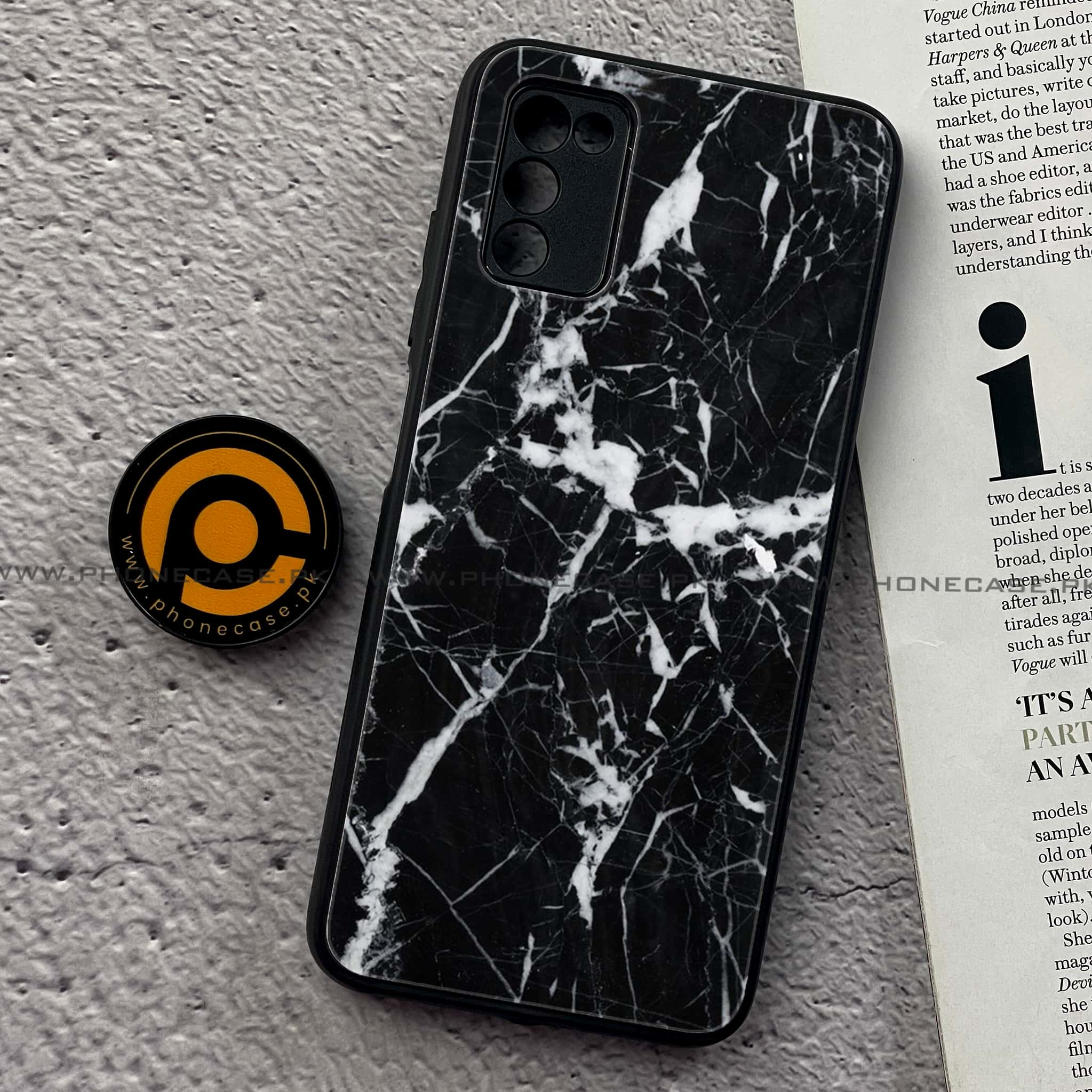 Samsung Galaxy A02s - Black Marble Series - Premium Printed Metal soft Bumper shock Proof Case