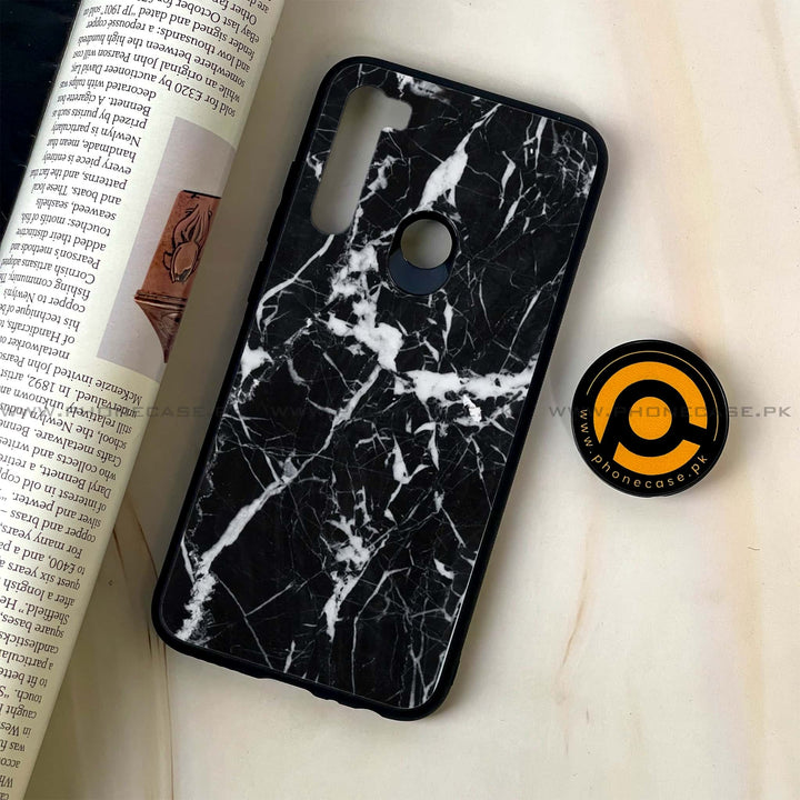 Redmi Note 8 - Black Marble Design 6 - Premium Printed Glass soft Bumper shock Proof Case CS-36356