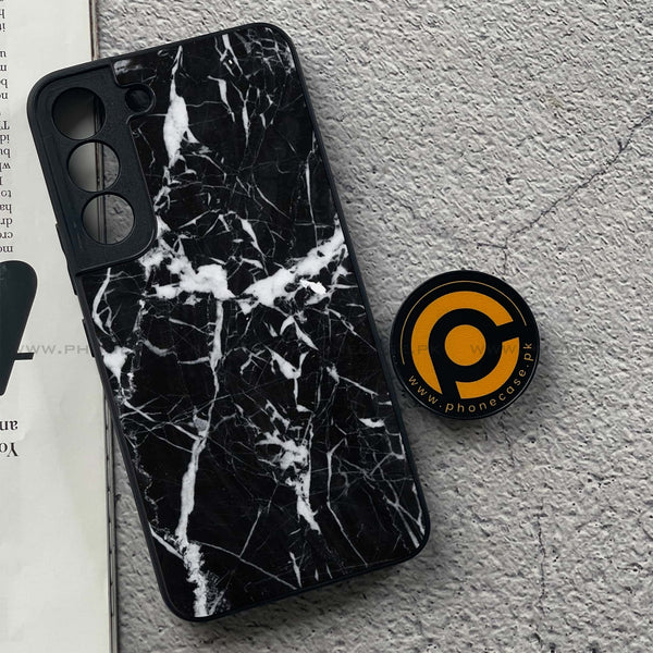 Samsung Galaxy S22 - Black Marble Design 6  - Premium Metal Printed soft Bumper shock Proof Case CS-33154