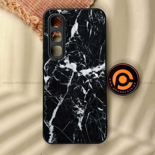 Infinix Hot 60 Pro - Black Marble Design 6  - Premium Metal Printed soft Bumper shock Proof Case CS-44910