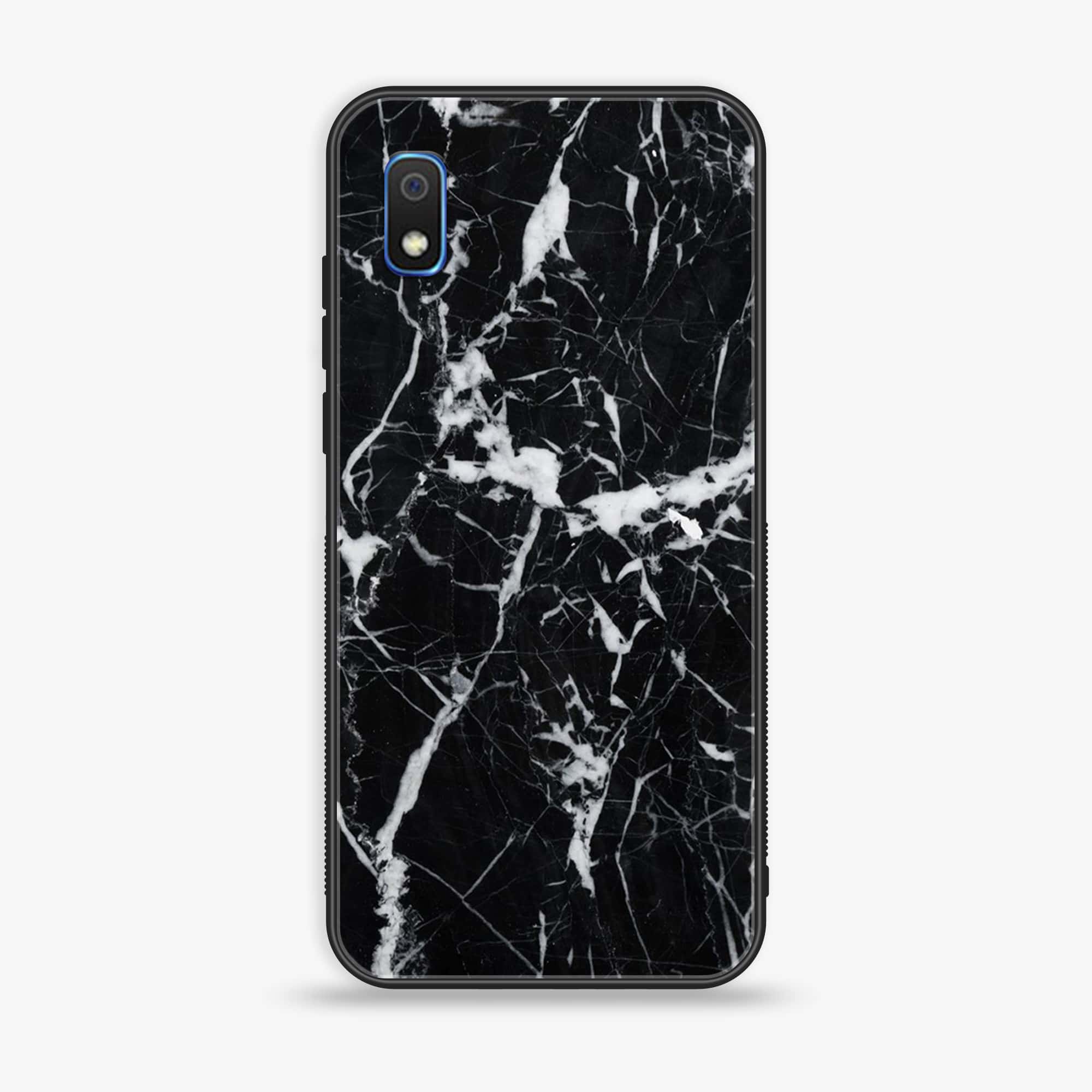 Samsung Galaxy A10 - Black Marble Series - Premium Printed Glass soft Bumper shock Proof Case