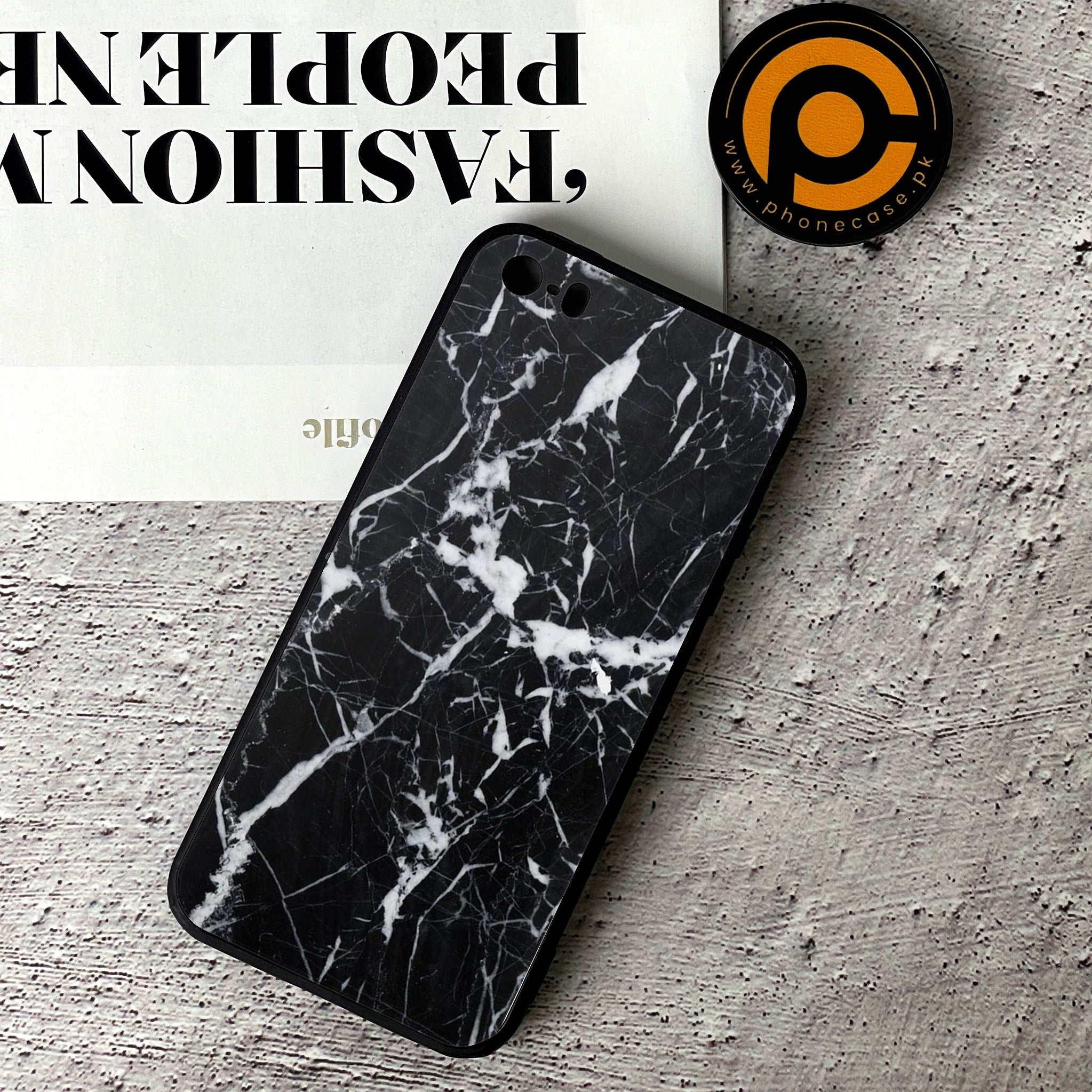 iPhone 5/5c/5s - Black Marble Series - Premium Printed Glass soft Bumper shock Proof Case