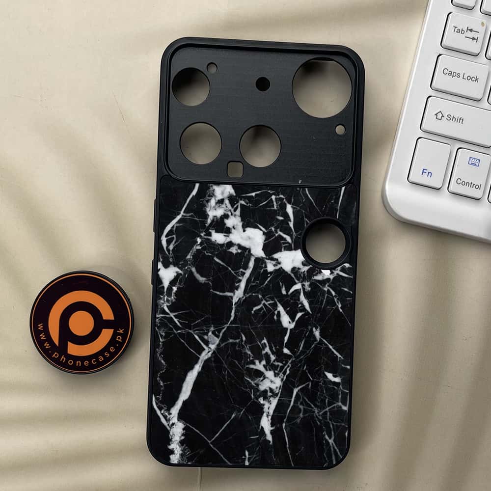 Nothing Phone 3 - Black Marble Series - Premium Metal  Printed soft Bumper shock Proof Case
