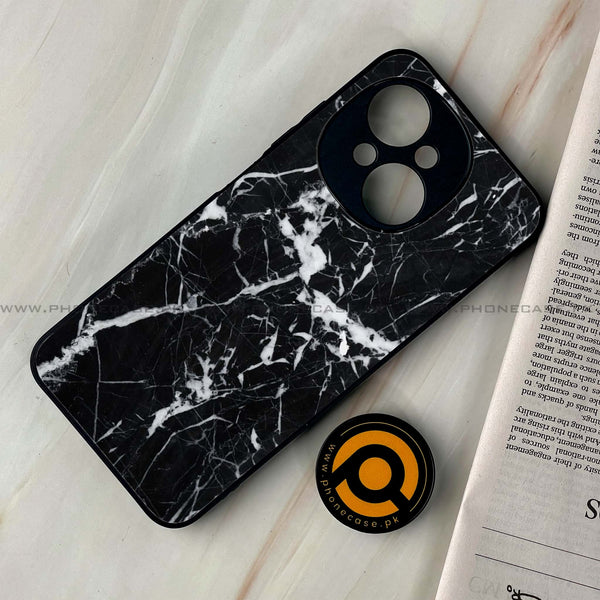 Tecno Spark Go 1 - Black Marble Design 6 - Premium Printed Glass soft Bumper shock Proof Case CS-20837