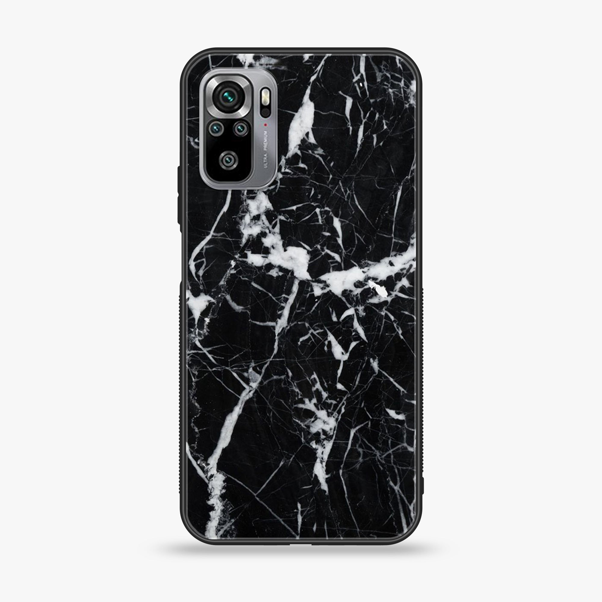 Xiaomi Redmi Note 10S - Black Marble Series - Premium Printed Glass soft Bumper shock Proof Case