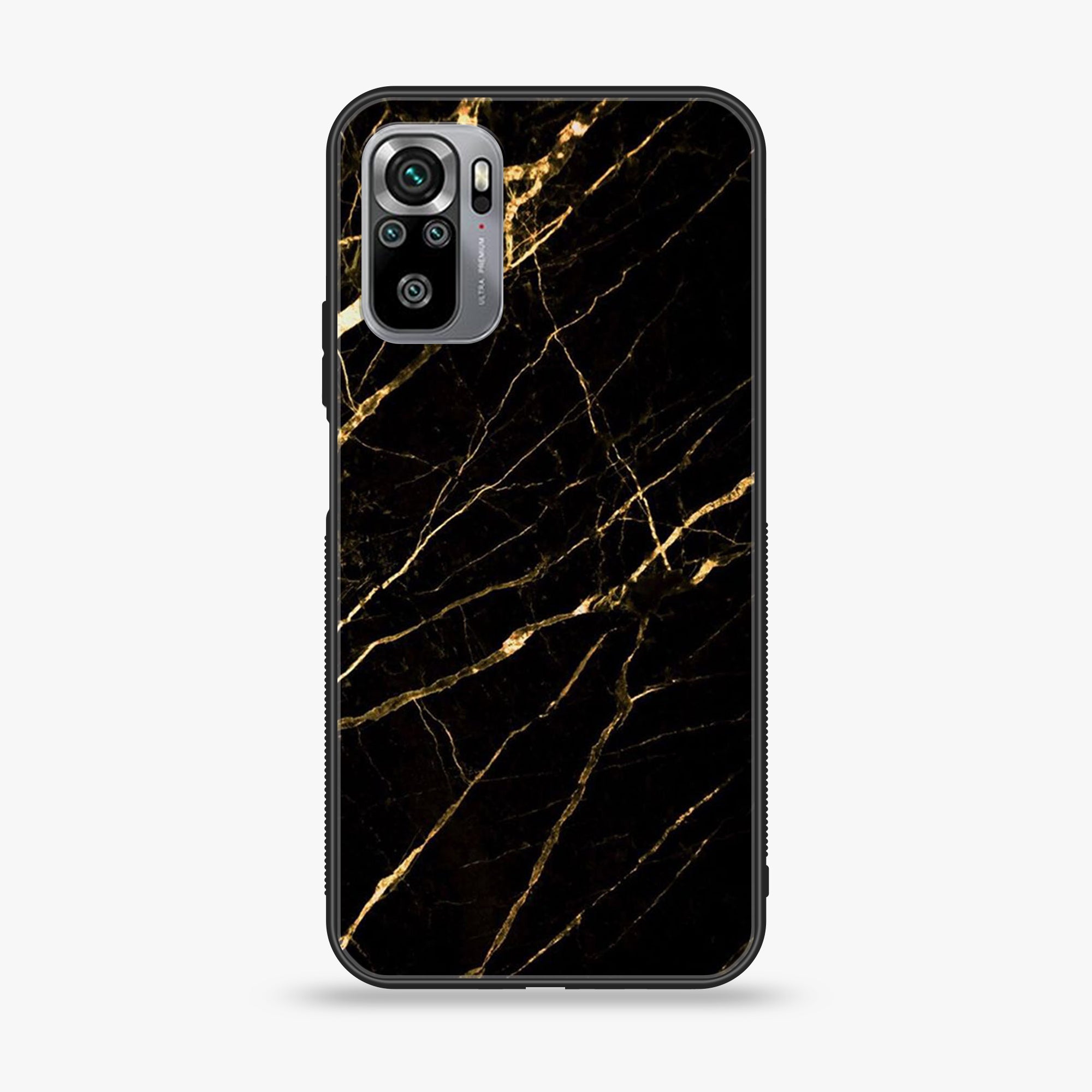 Xiaomi Redmi Note 10S - Black Marble Series - Premium Printed Glass soft Bumper shock Proof Case